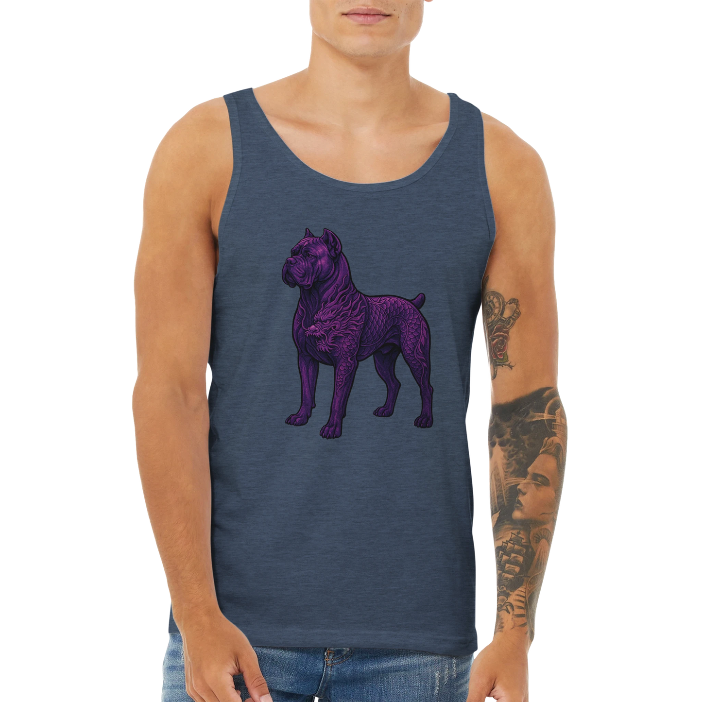 Débardeur adulte unisexe premium bleu chiné Cane Corso