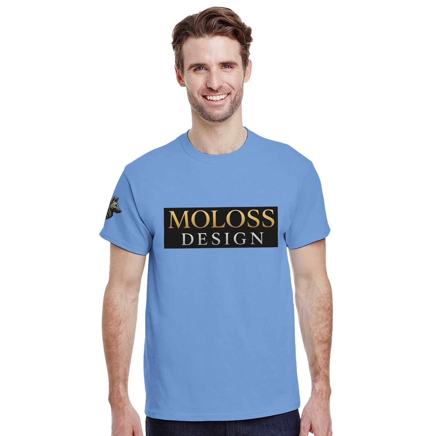 T-shirt unisexe épais ras du cou bleu logo MolossDesign