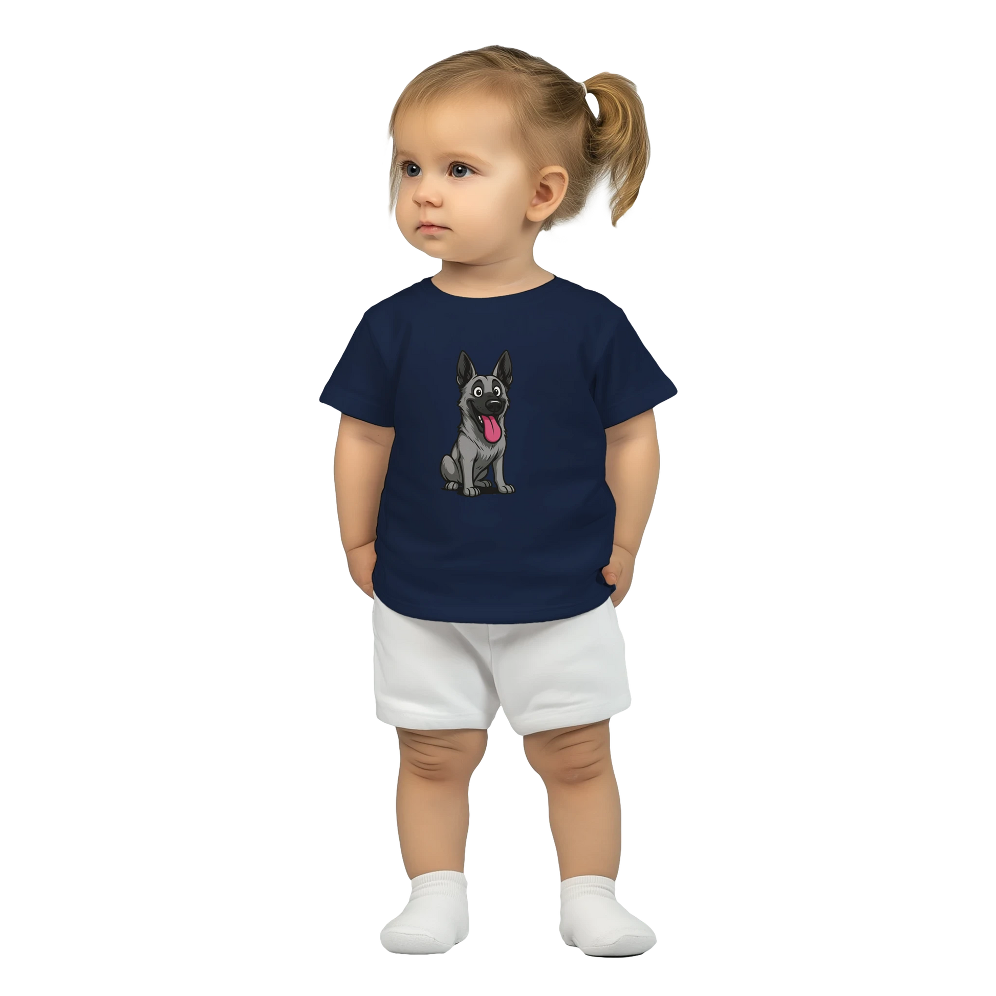 T-shirt bébé bleu marine coton manches courtes Malinois