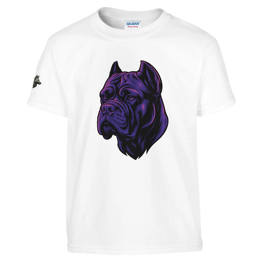 T-shirt enfant unisexe classique ras du cou blanc tête cane Corso