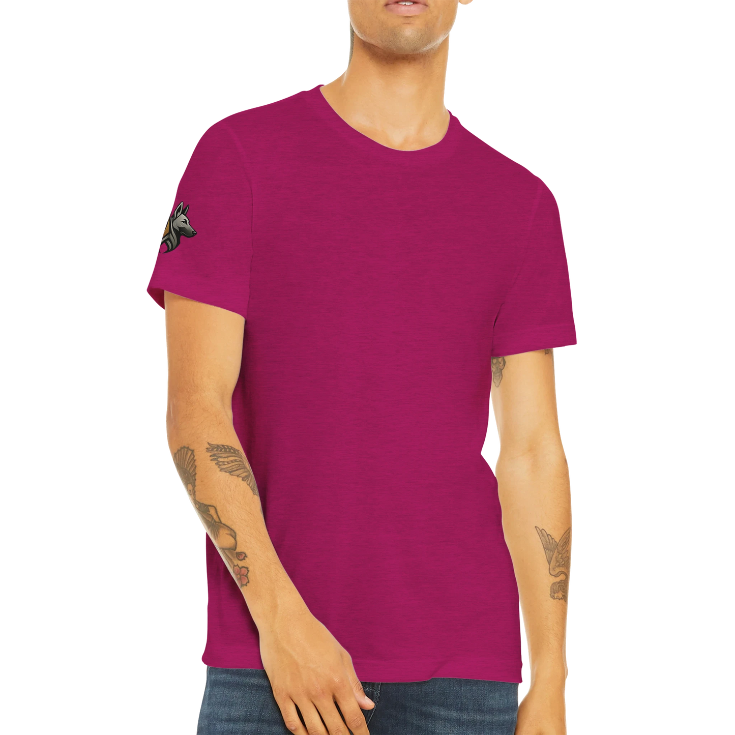 T-shirt sport unisexe Triblend adulte uni avec logo sur manche droite MolossDesign