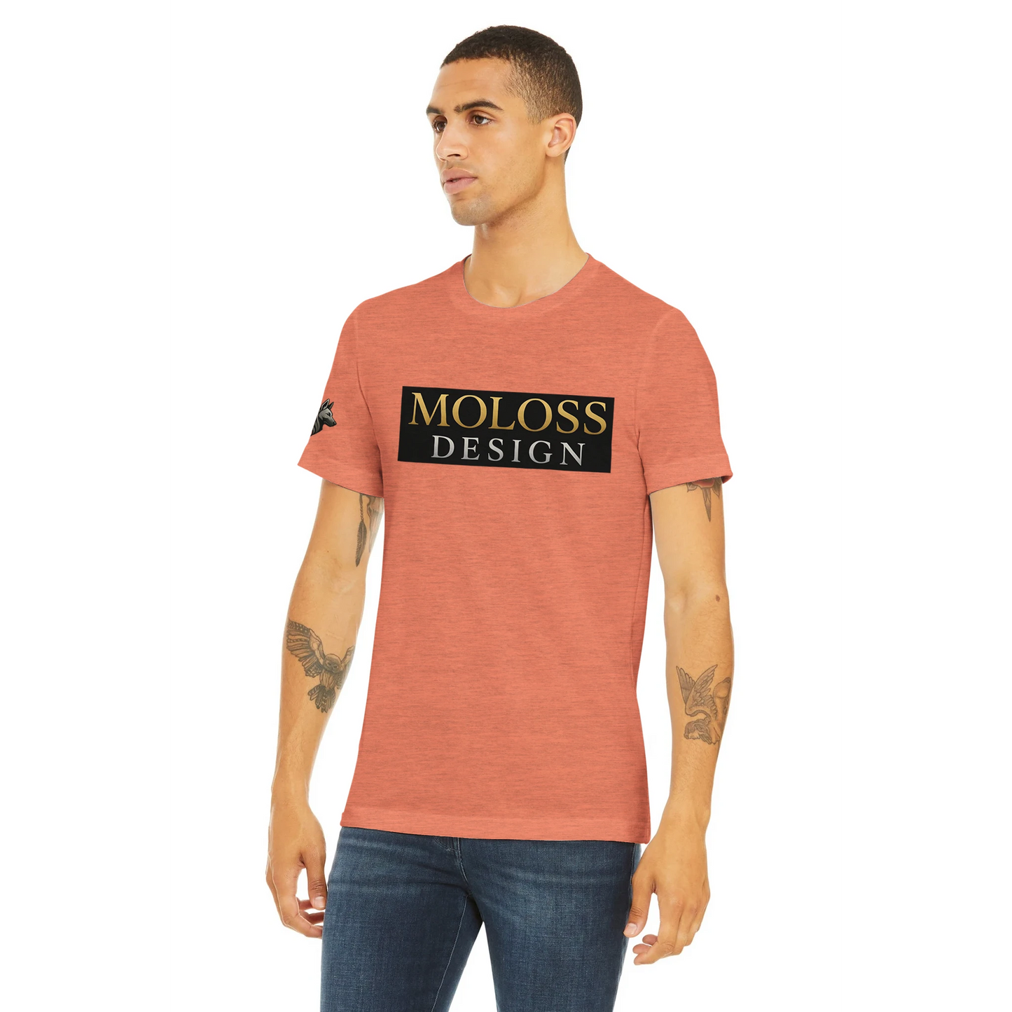 T-shirt  sport unisexe Triblend ras du cou orange logo MolossDesign