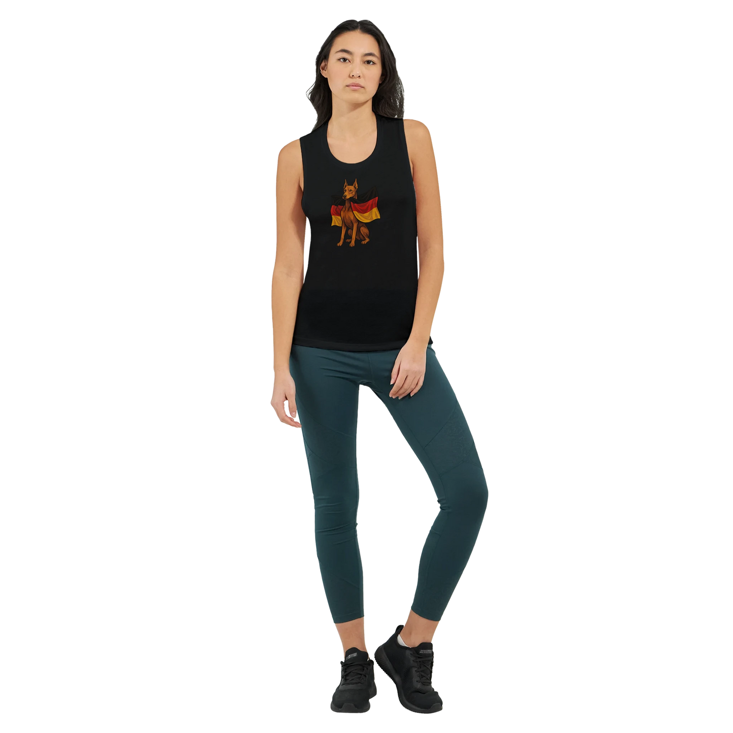 Débardeur pour femme Dobermann noir drapeau