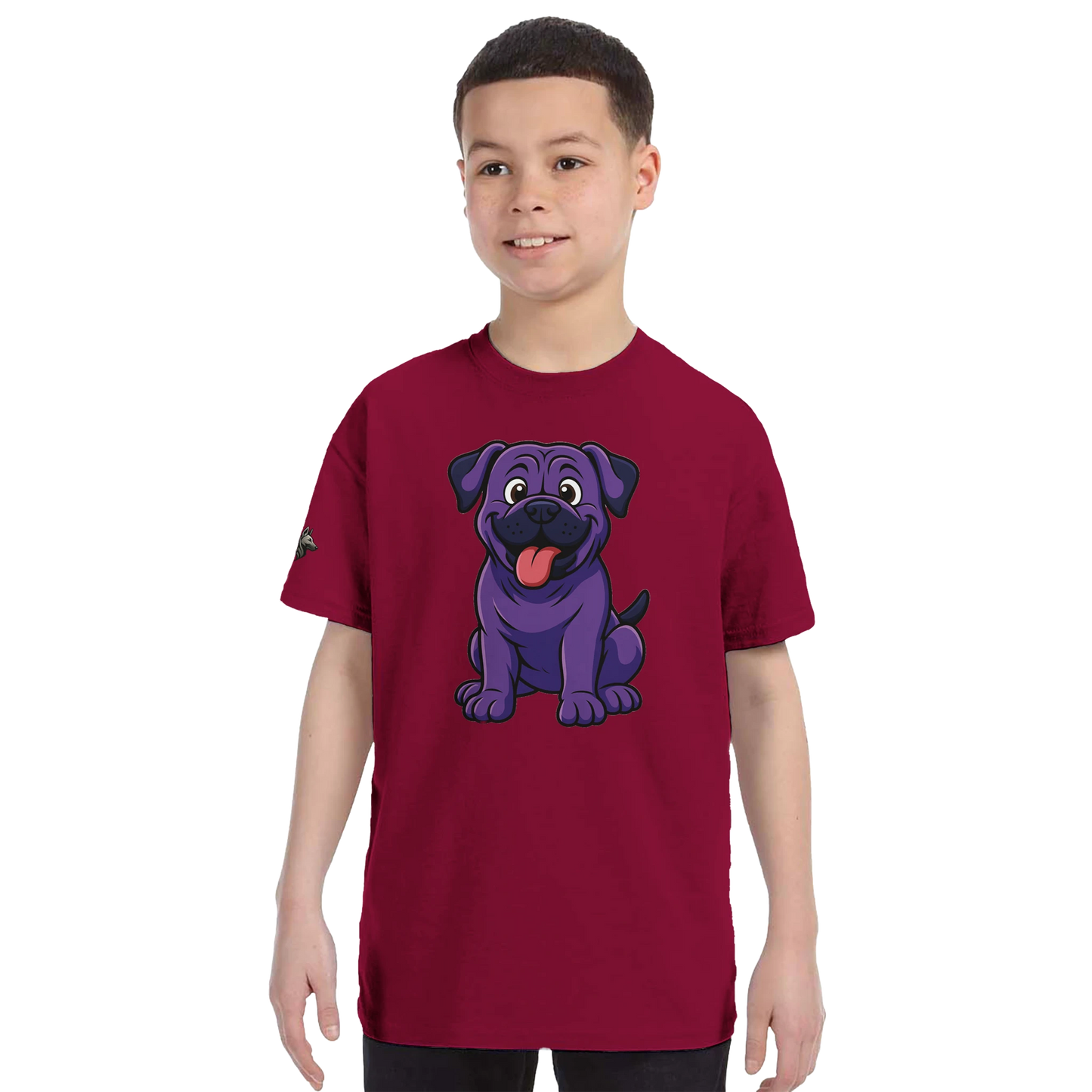 T-shirt enfant unisexe classique ras du cou bordeaux Cane Corso humour