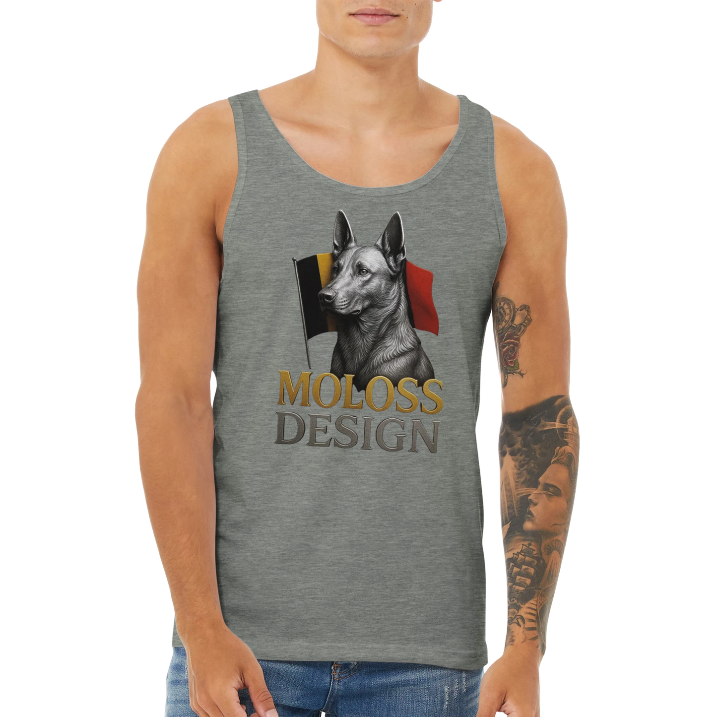 Débardeur adulte unisexe premium gris Malinois drapeau