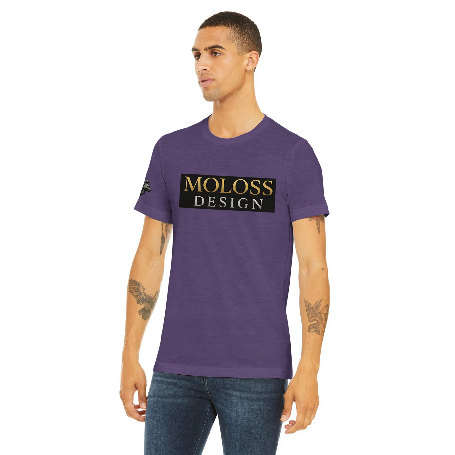 T-shirt  sport unisexe Triblend ras du cou violet logo MolossDesign