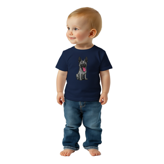 T-shirt bébé bleu marine coton manches courtes Malinois