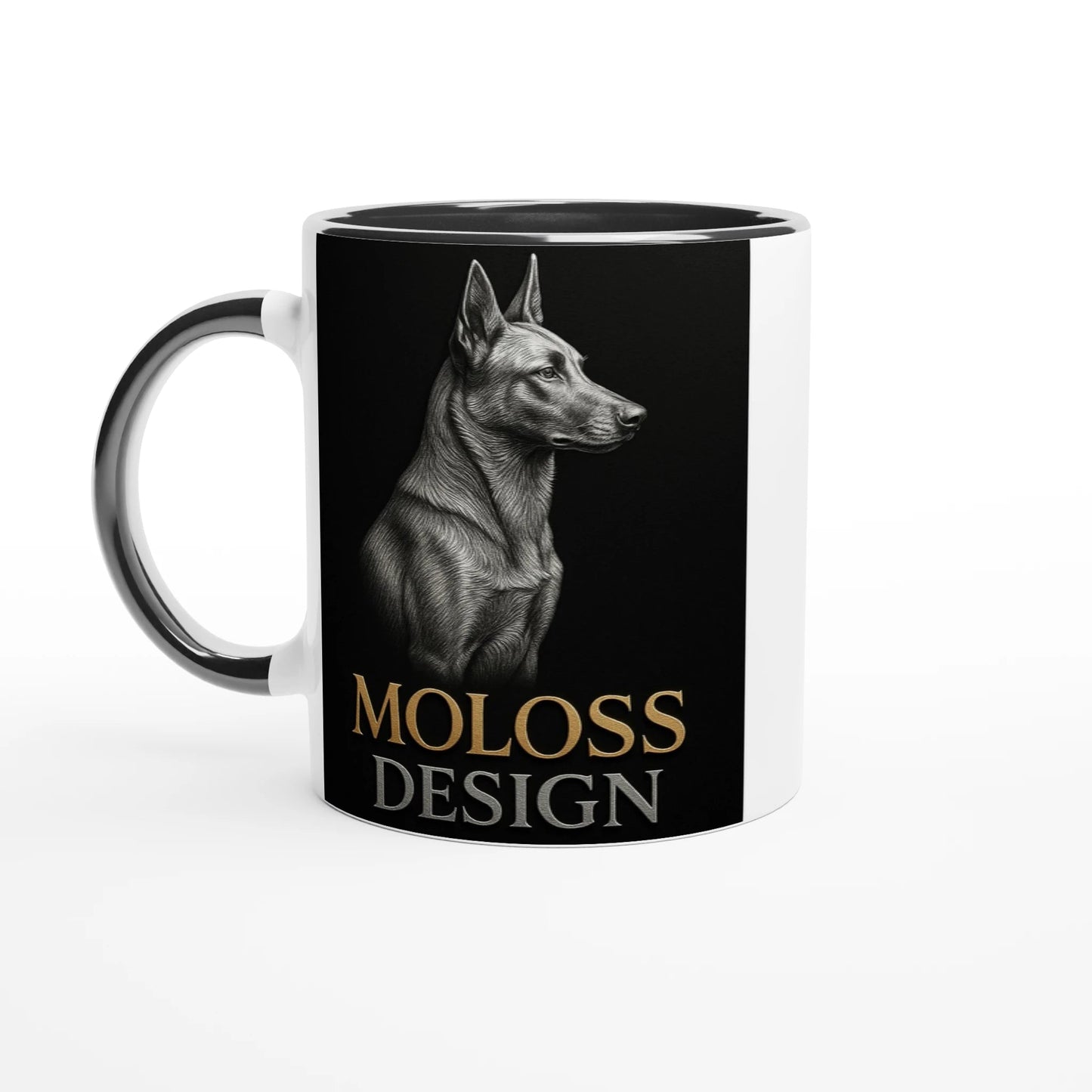Mug céramique blanche 325 ml (11 oz) intérieur coloré-affiche Malinois Molossdesign
