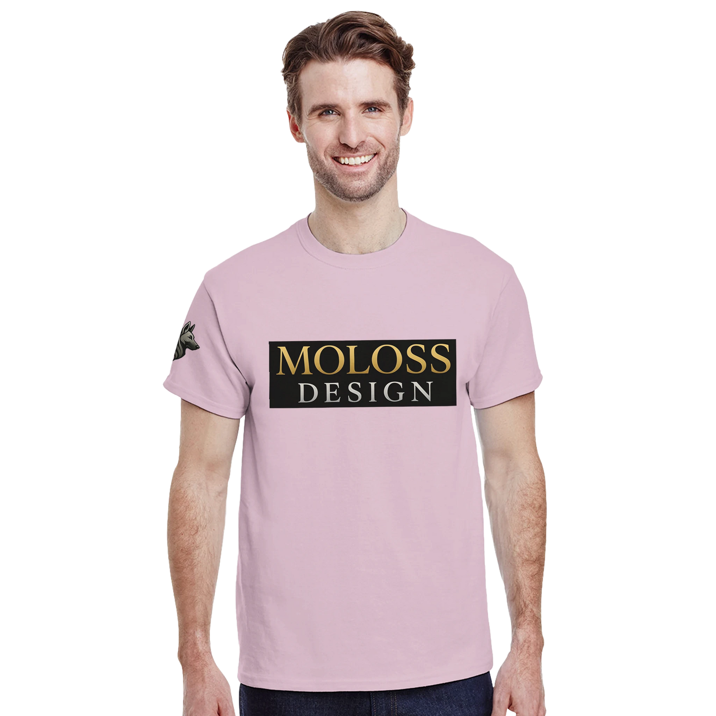 T-shirt unisexe épais ras du cou rose logo MolossDesign