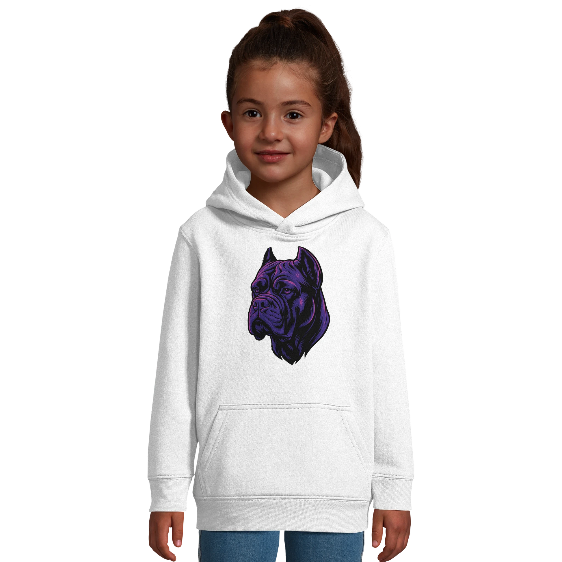 Sweat-shirt à capuche enfant blanc tête Cane Corso