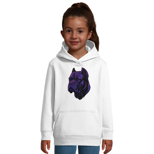 Sweat-shirt à capuche enfant blanc tête Cane Corso