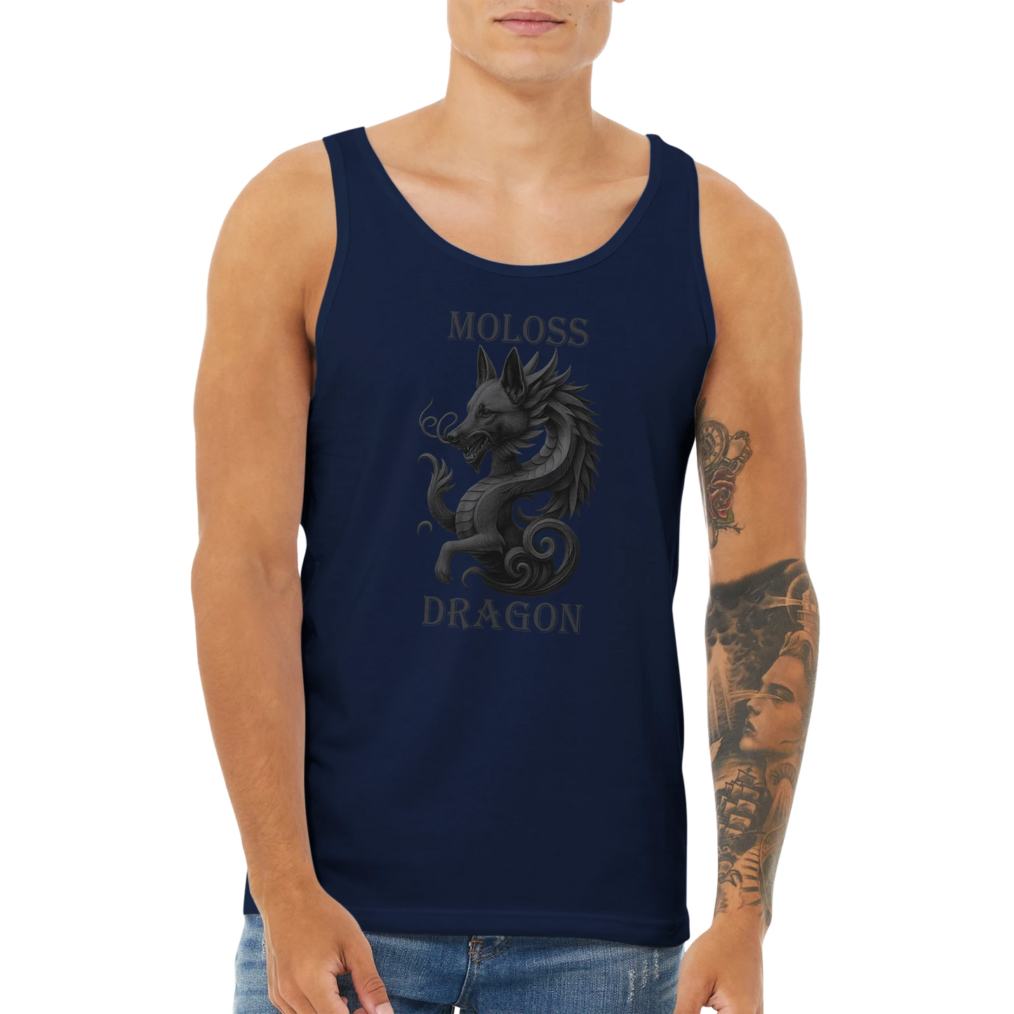 Débardeur adulte unisexe premium bleu Moloss Dragon Malinois