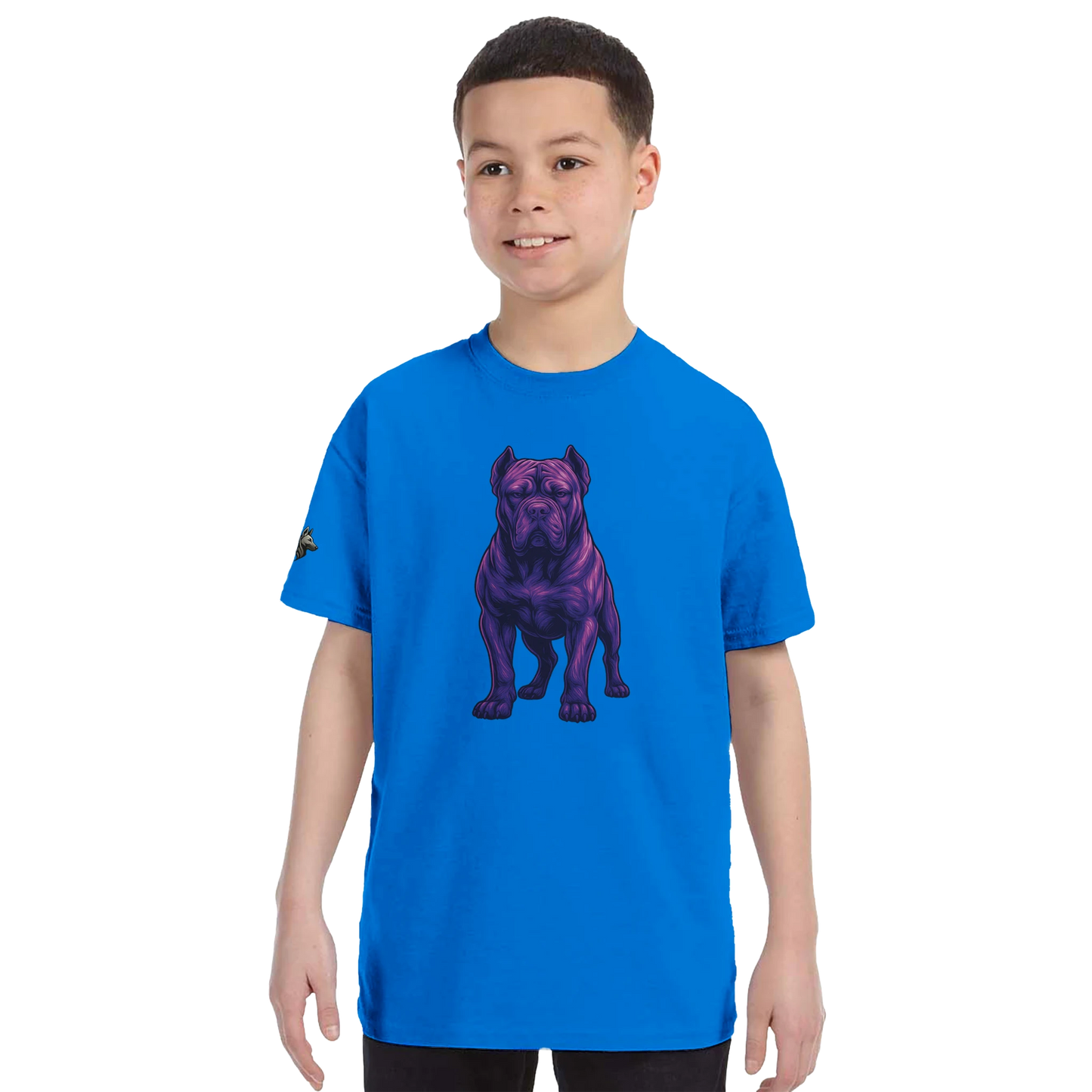 T-shirt enfant unisexe classique ras du cou bleu Cane Corso
