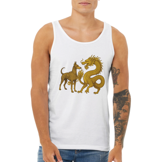 Débardeur adulte unisexe premium blanc Dobermann+Dragon