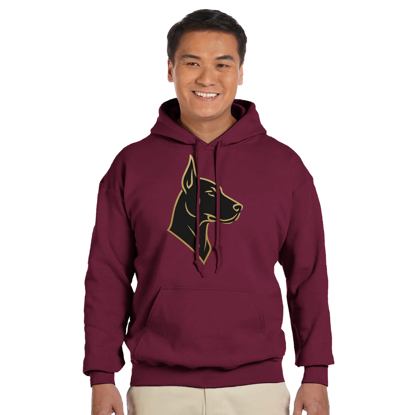 Sweat à capuche adulte unisexe classique rouge tête Dobermann