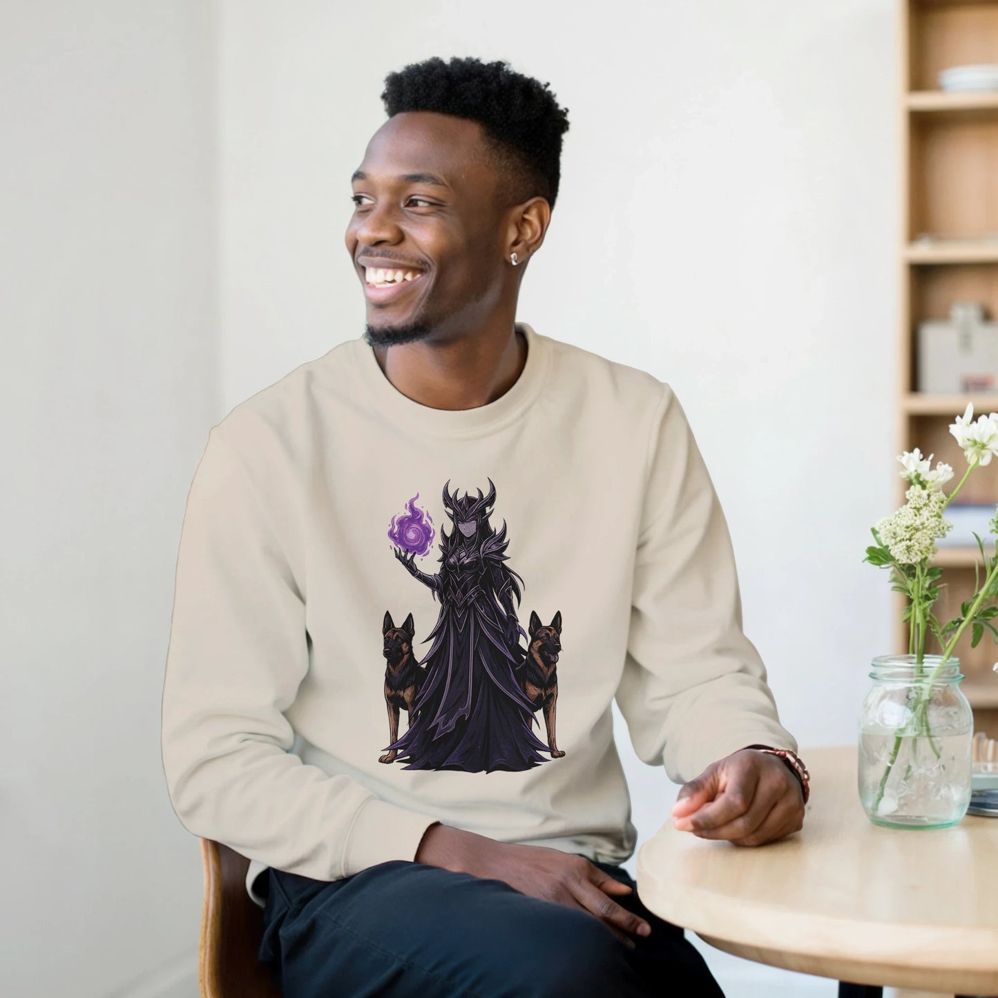 Sweat-shirt adulte unisexe classique ras du cou beige Fantastique Malinois