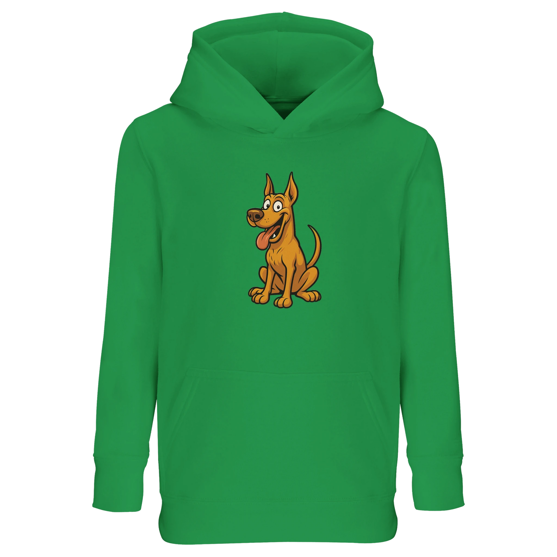 Sweat-shirt à capuche enfant vert Dobermann humour