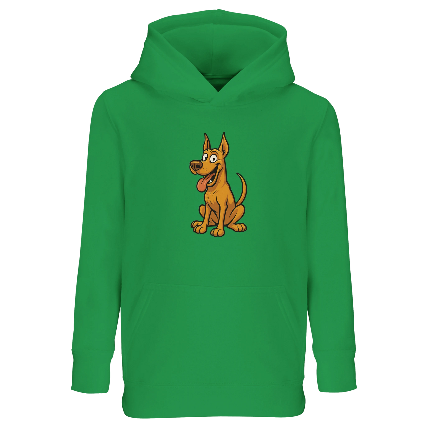 Sweat-shirt à capuche enfant vert Dobermann humour
