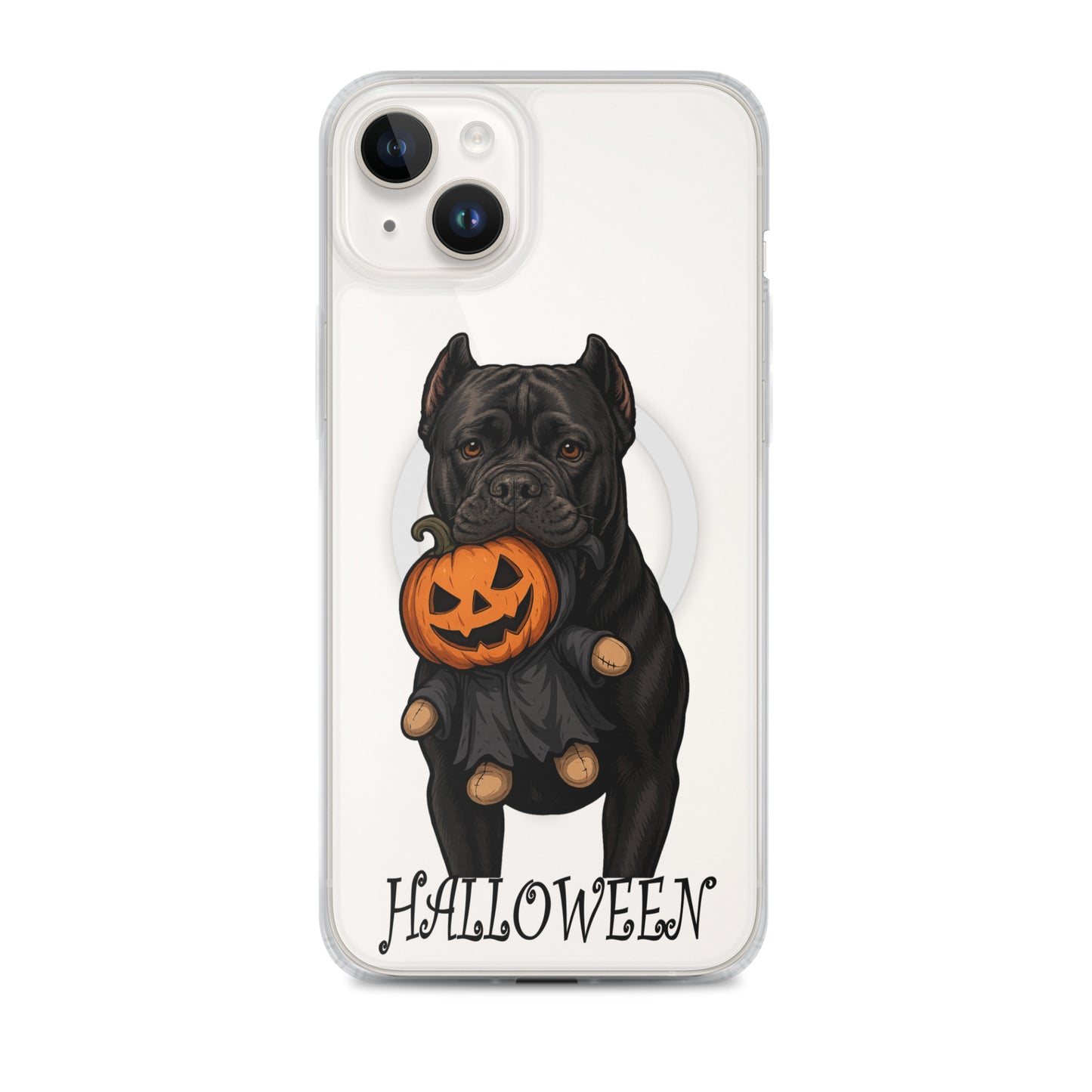 Coque transparente pour iPhone avec MagSafe Cane Corso Halloween