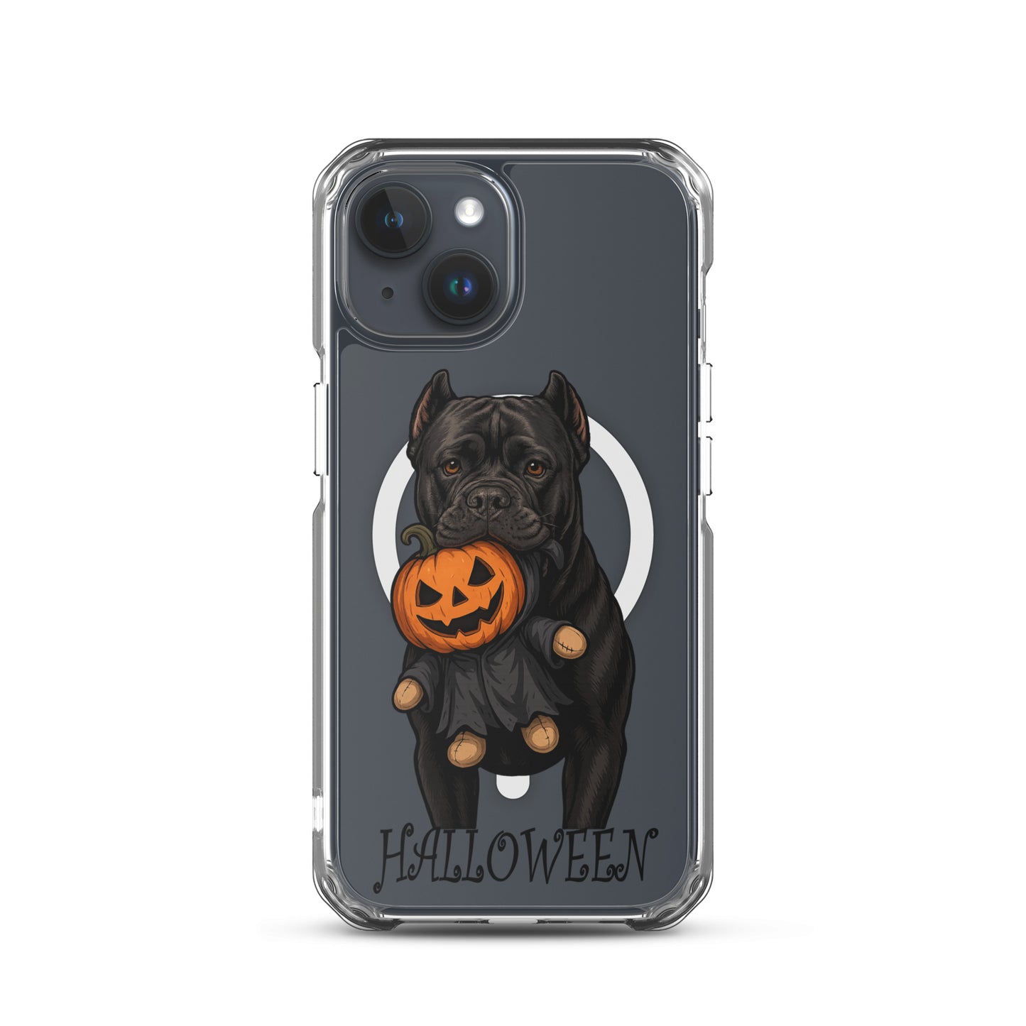Coque transparente pour iPhone avec MagSafe Cane Corso Halloween