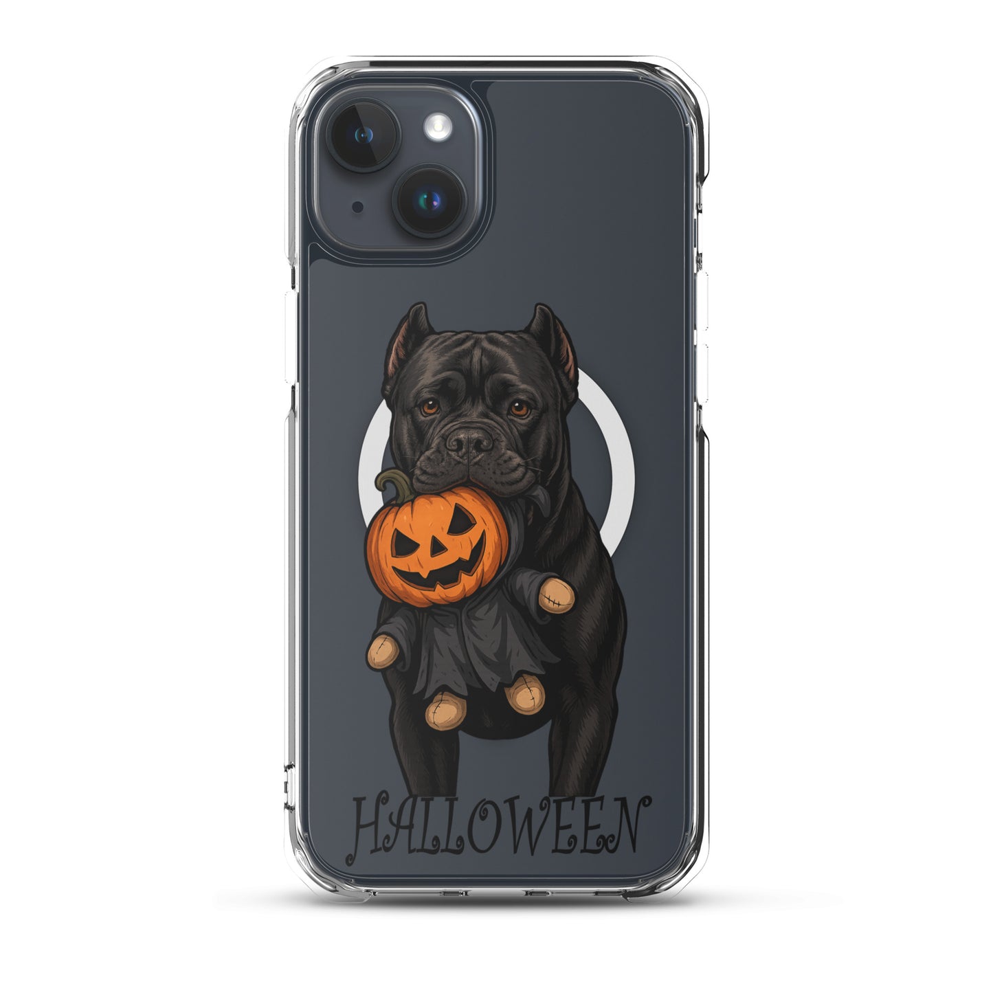 Coque transparente pour iPhone avec MagSafe Cane Corso Halloween