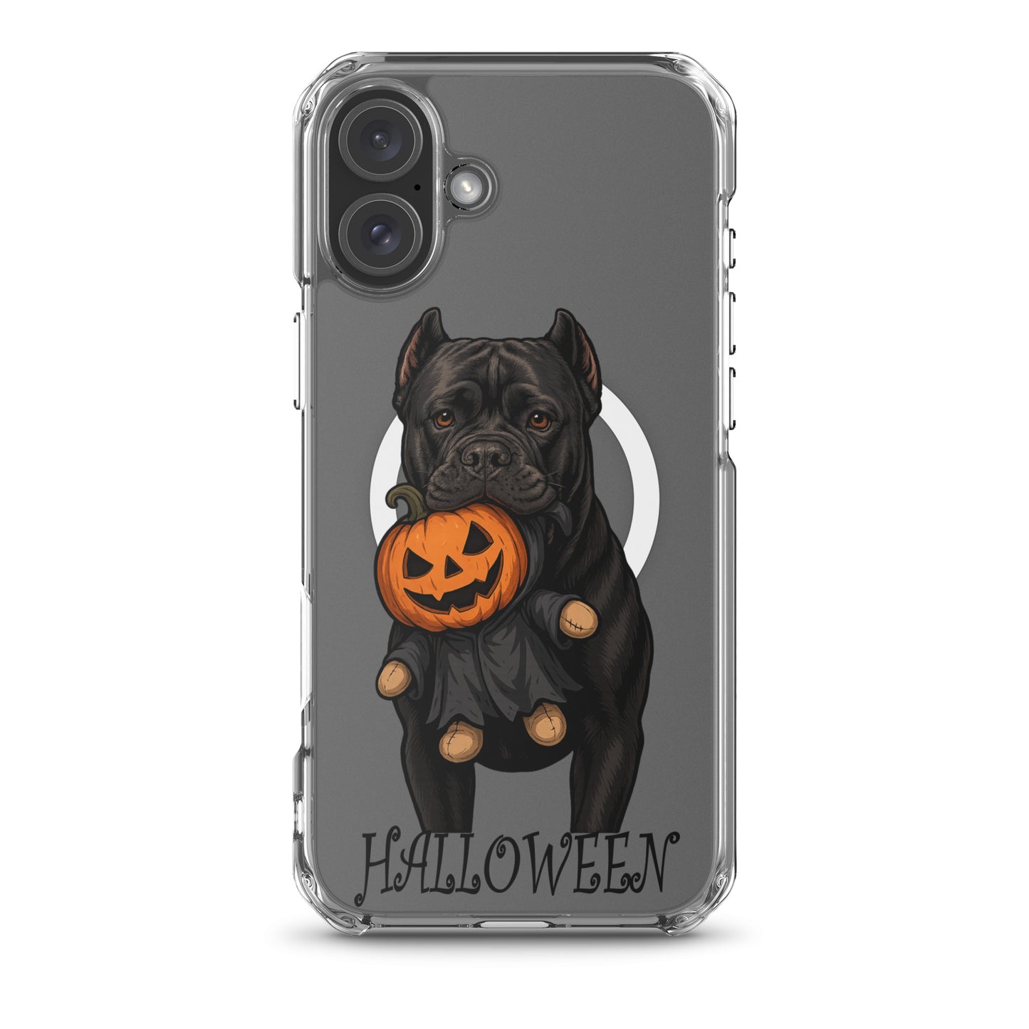 Coque transparente pour iPhone avec MagSafe Cane Corso Halloween