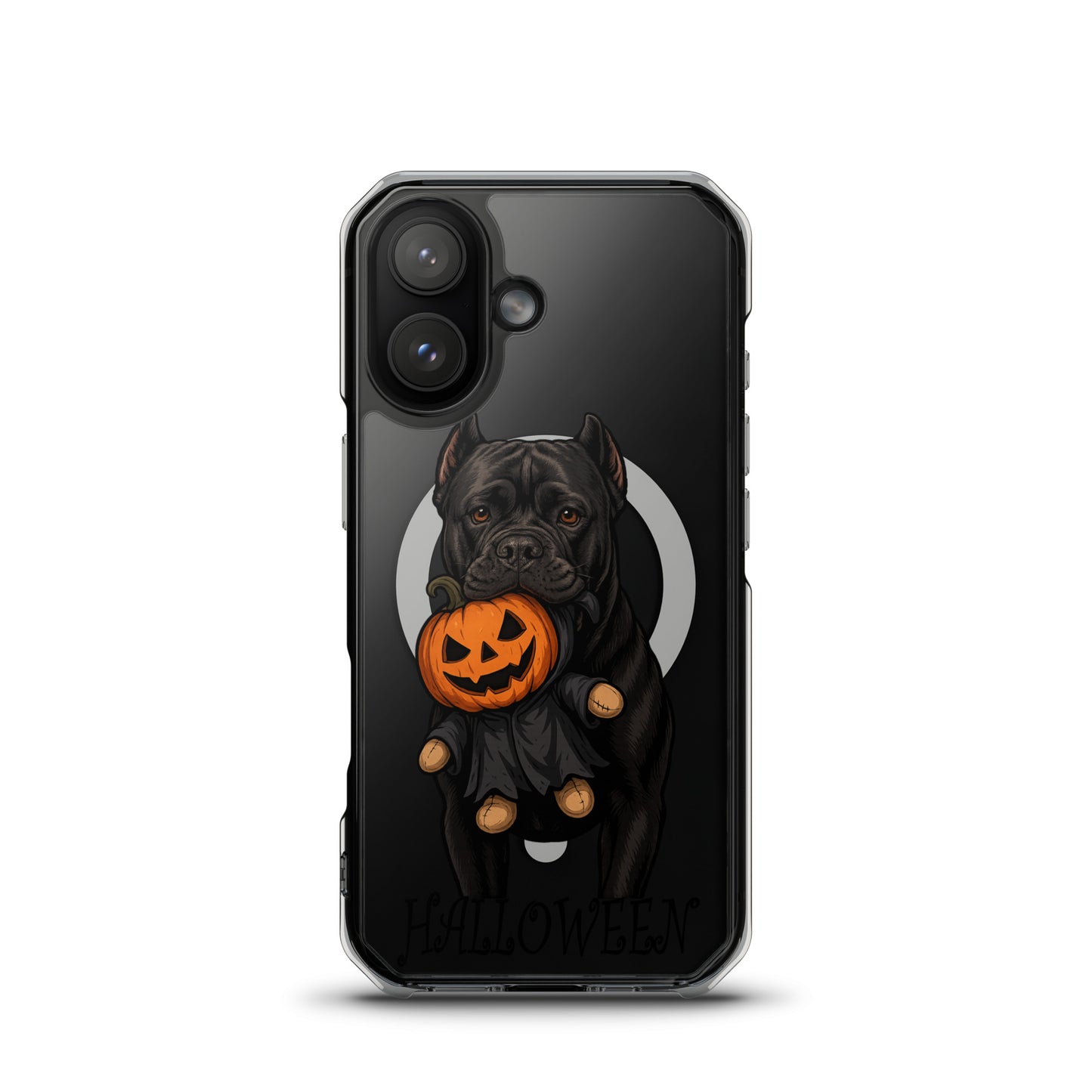 Coque transparente pour iPhone avec MagSafe Cane Corso Halloween