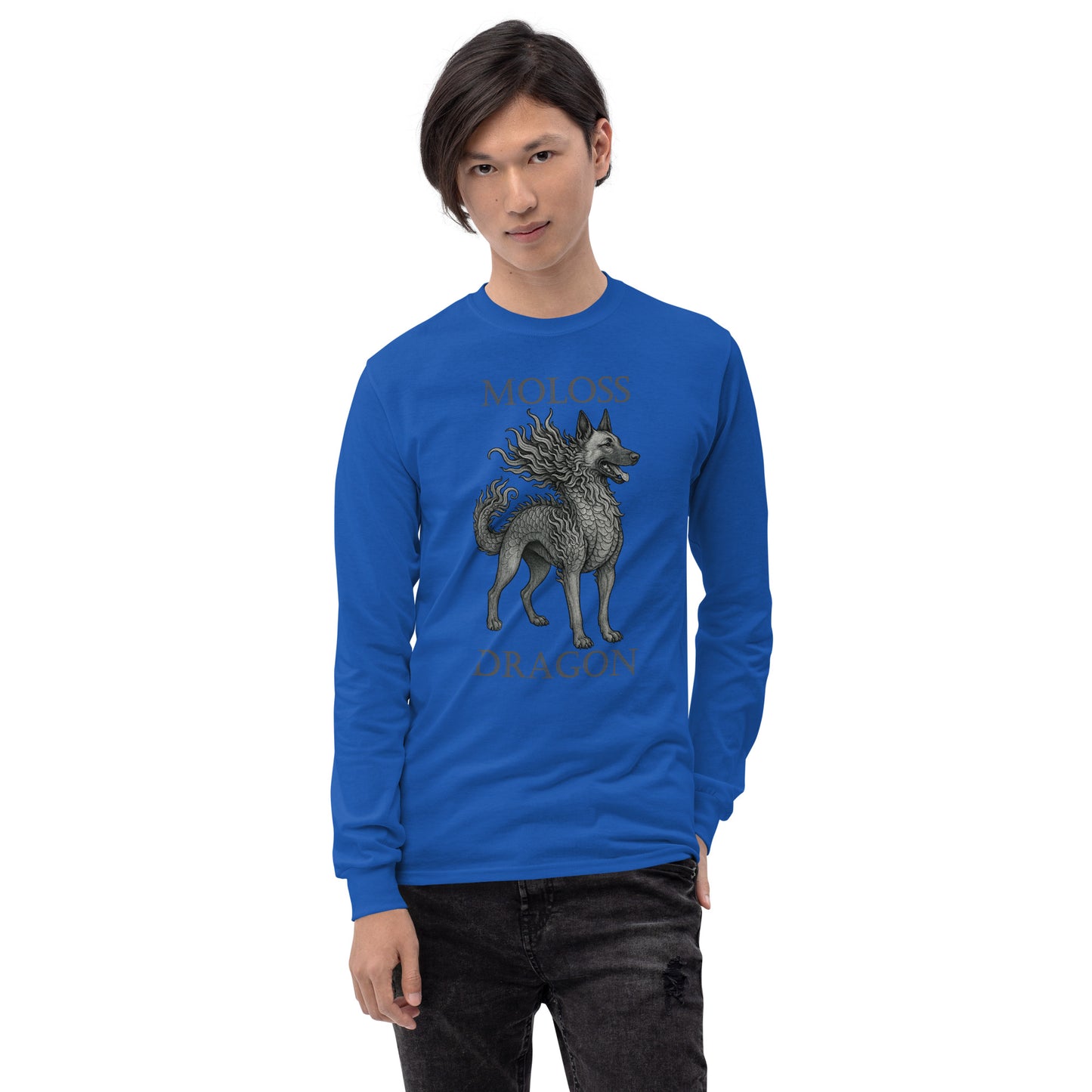 T-shirt à manches longues unisexe bleu Moloss Dragon Malinois