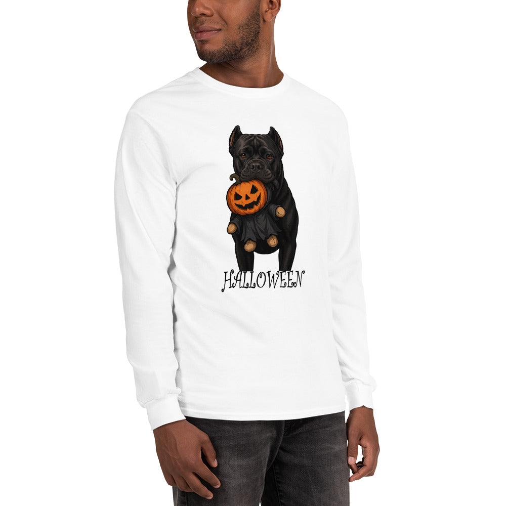T-shirt à manches longues adulte unisexe blanc Cane Corso Halloween