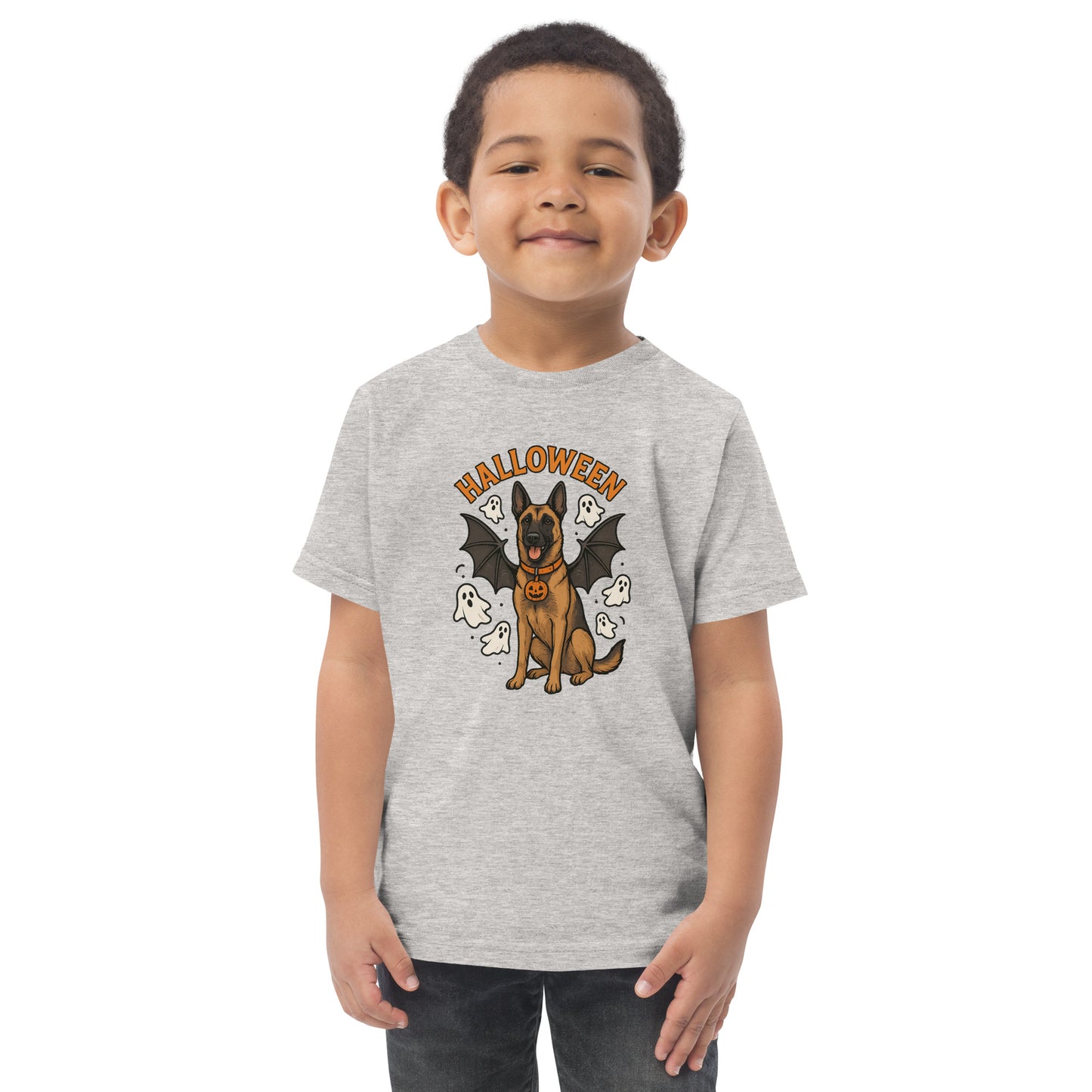 T-shirt en jersey enfant gris Malinois Halloween