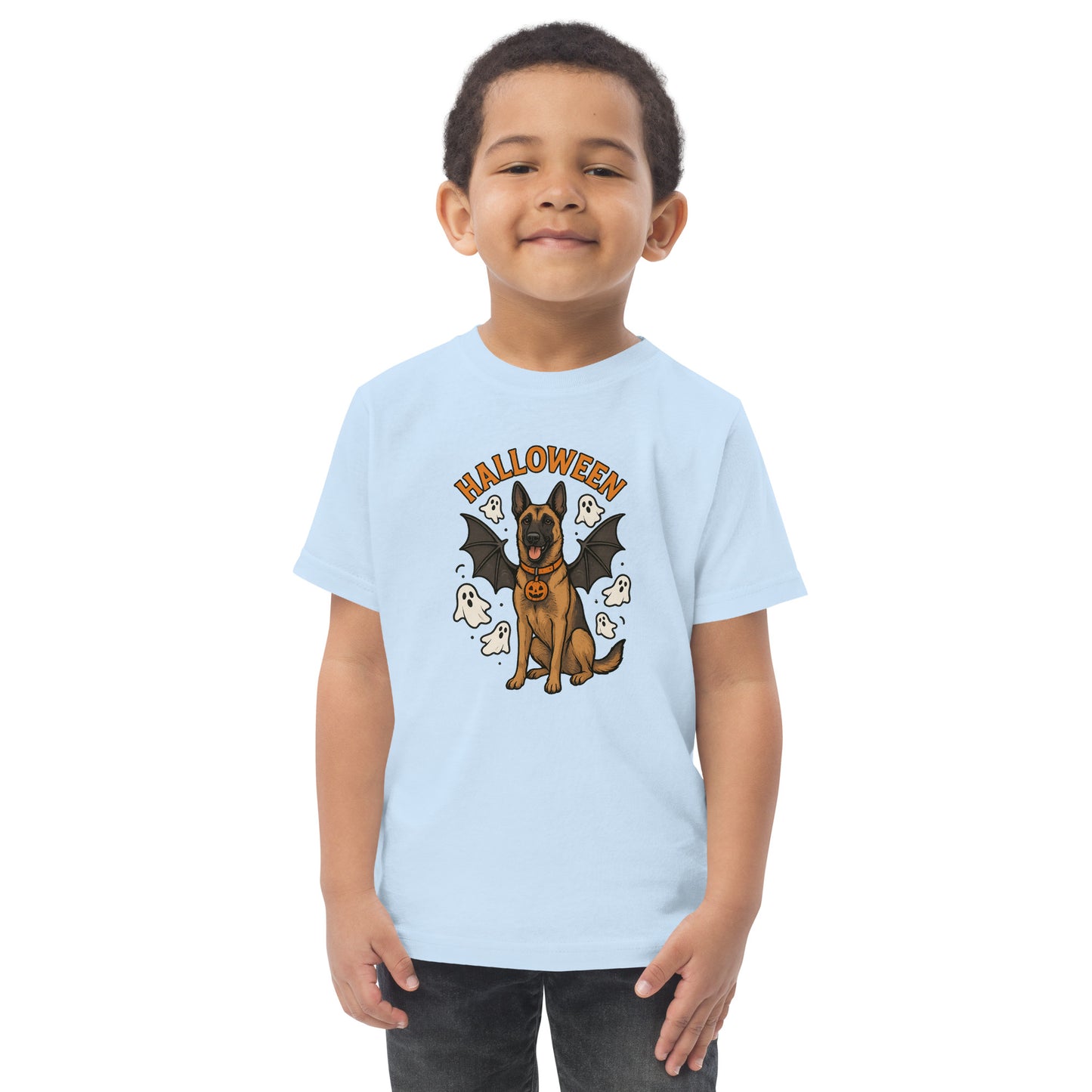 T-shirt en jersey enfant bleu Malinois Halloween