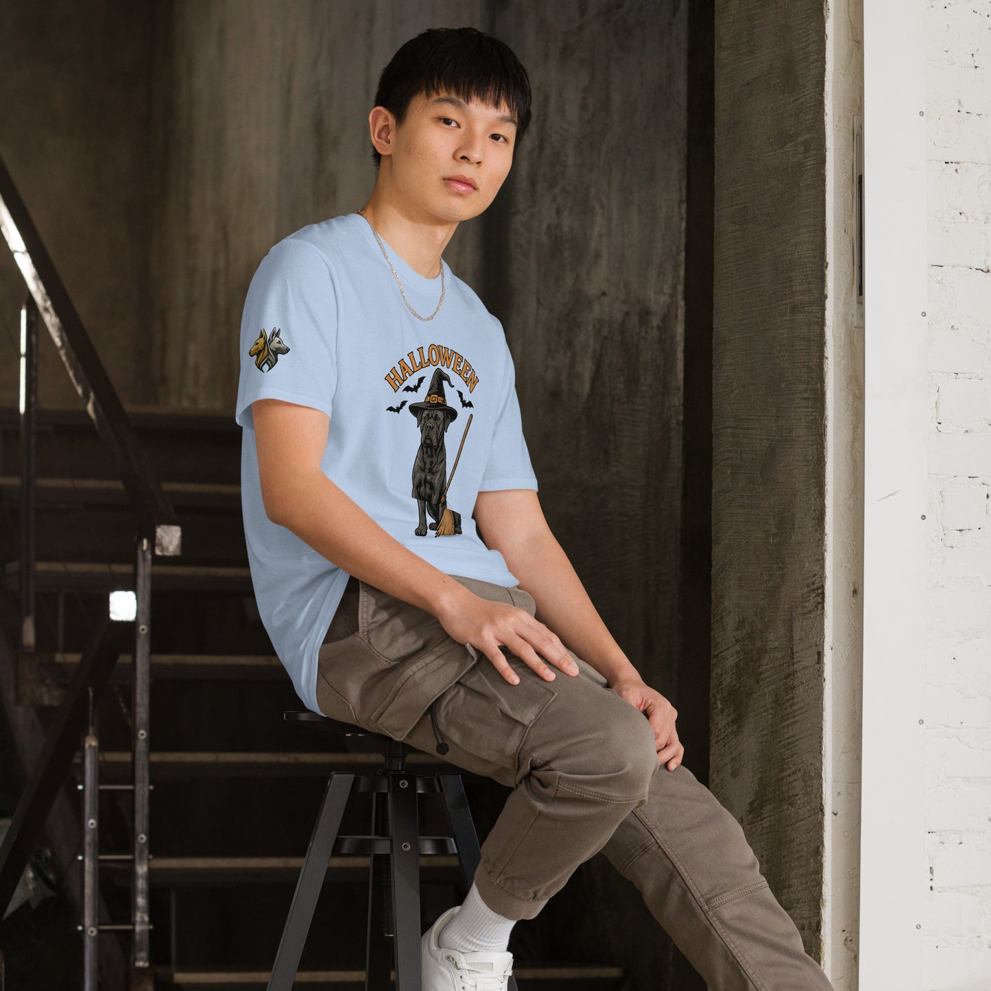 T-shirt Unisexe adulte unisexe bleu Cane Corso Halloween 4