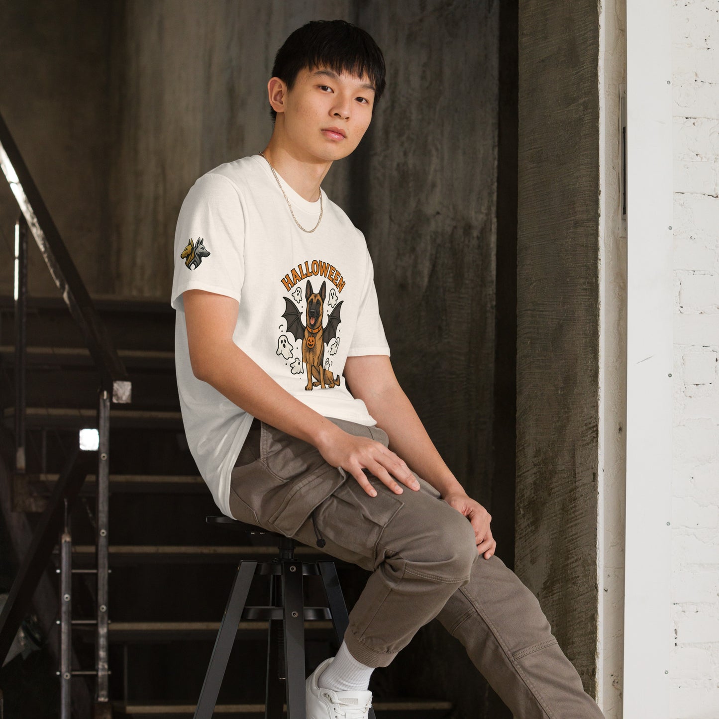 T-shirt Unisexe adulte beige Malinois Halloween