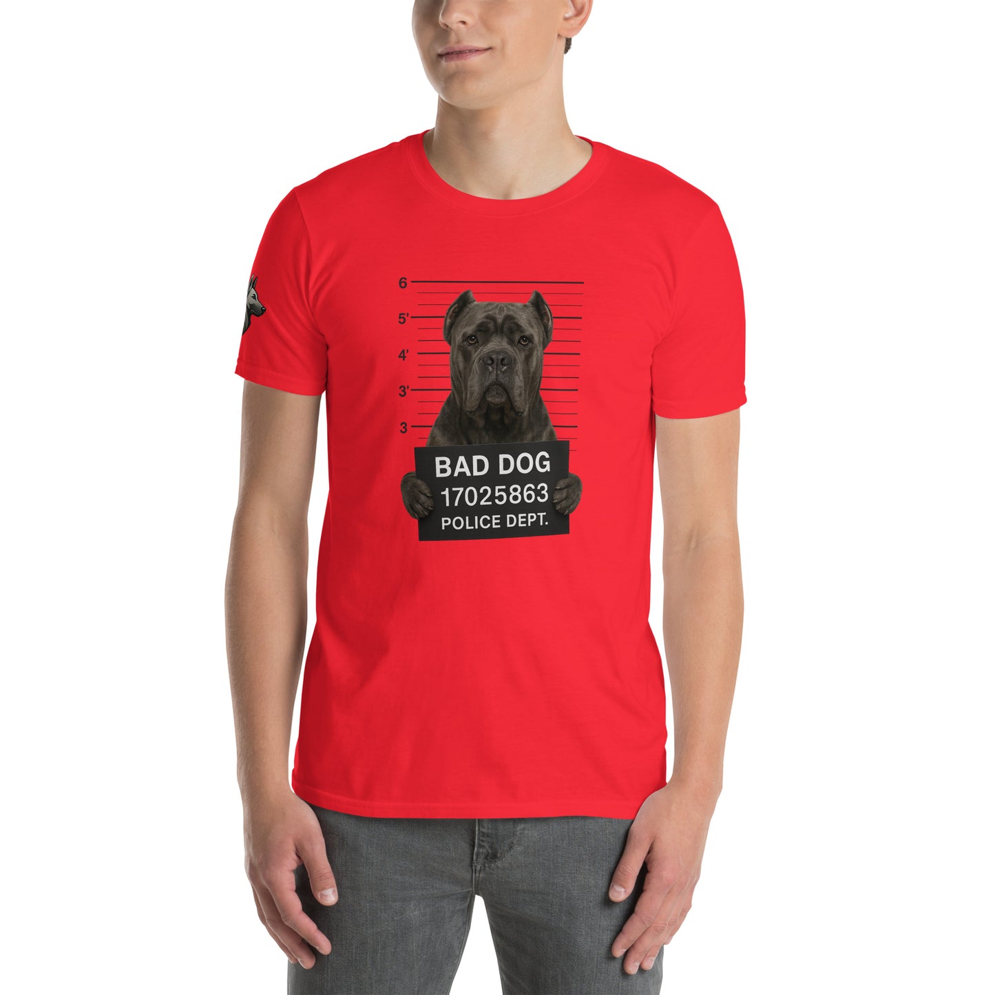 T-shirt Unisexe adulte à Manches Courtes rouge Bad Dog Cane Corso