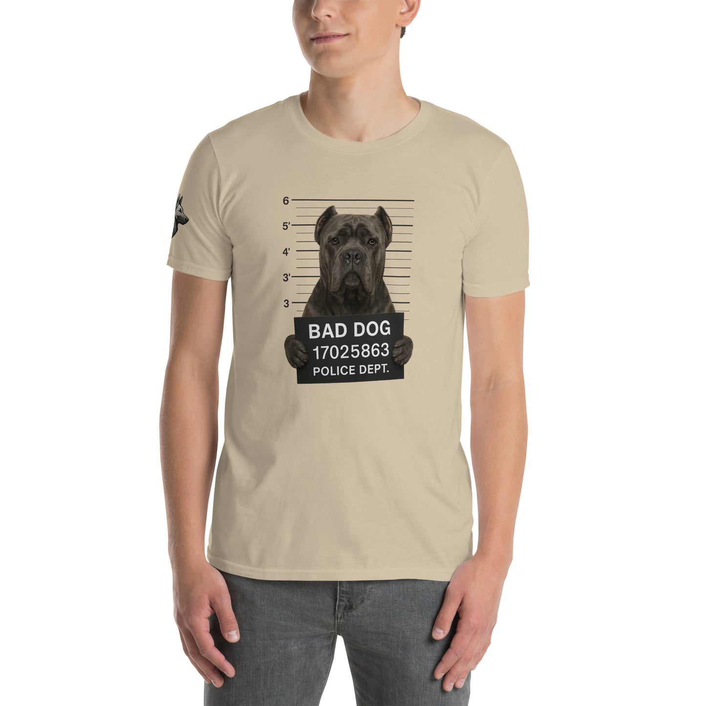 T-shirt Unisexe adulte à Manches Courtes sable Bad Dog Cane Corso
