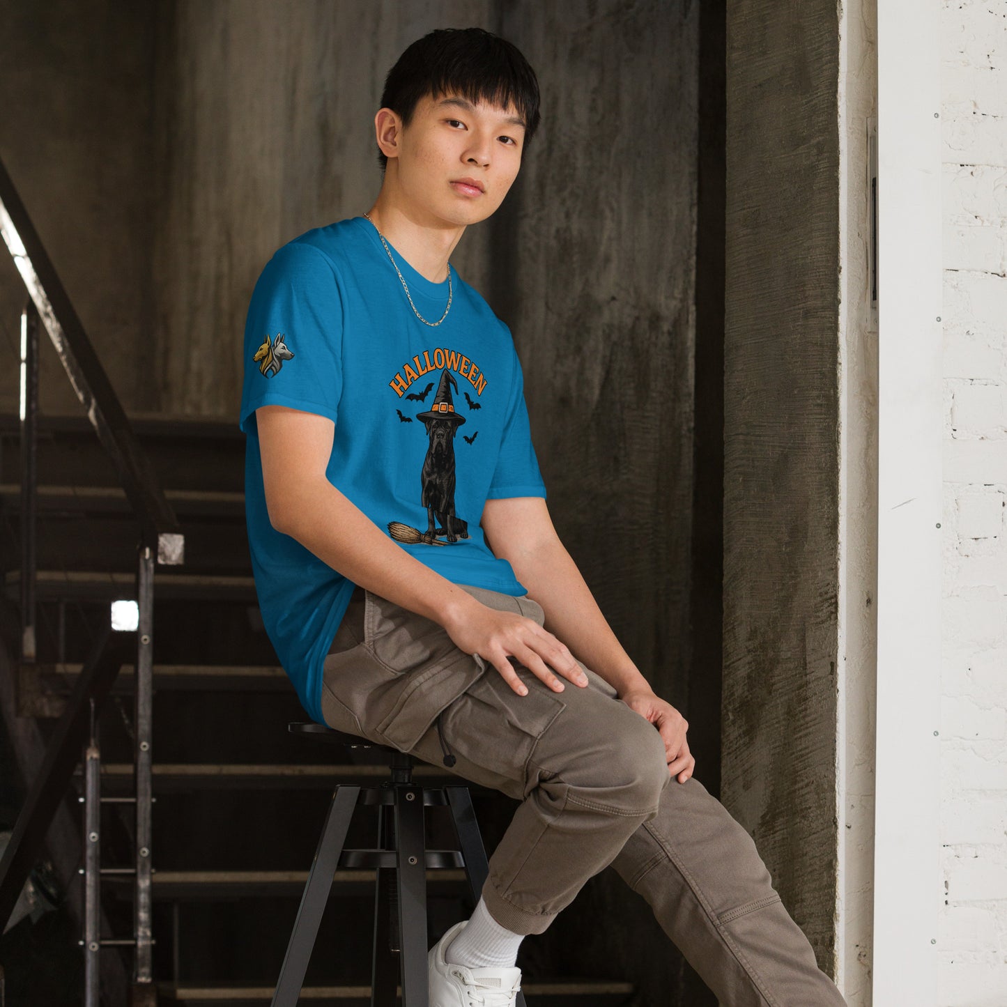 T-shirt Unisexe adultes bleu Cane Corso Halloween