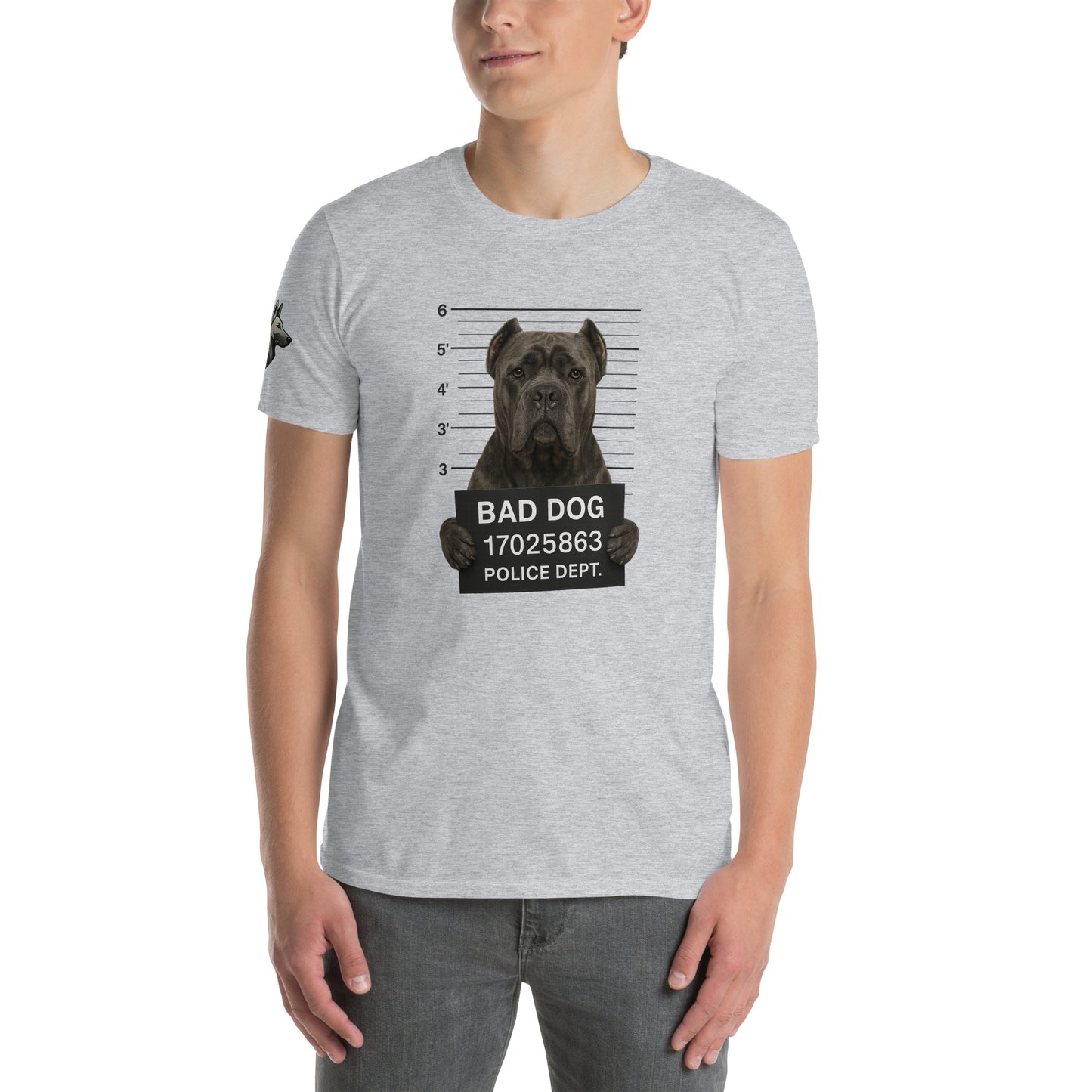 T-shirt Unisexe adulte à Manches Courtes gris Bad Dog Cane Corso