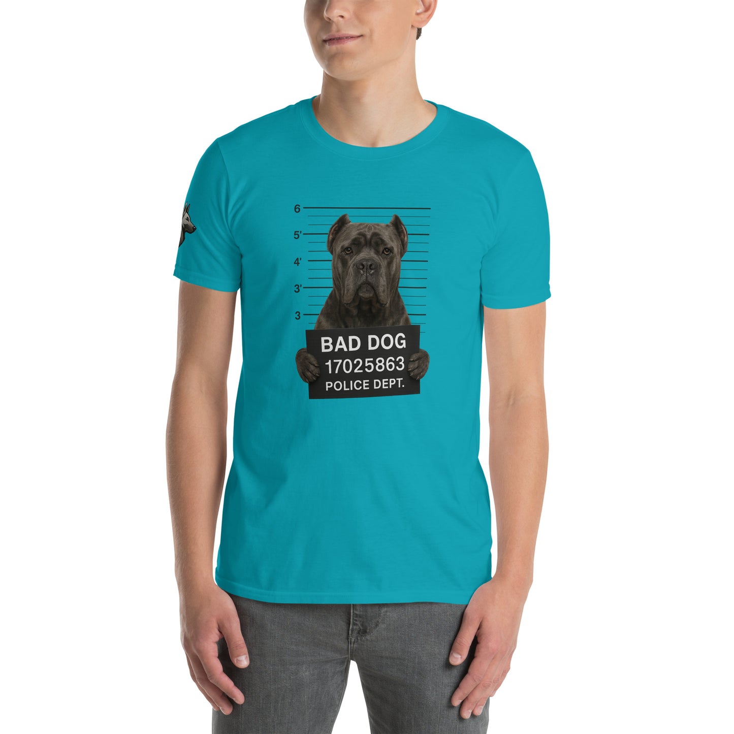 PrT-shirt Unisexe adulte à Manches Courtes bleu Bad Dog Cane Corso