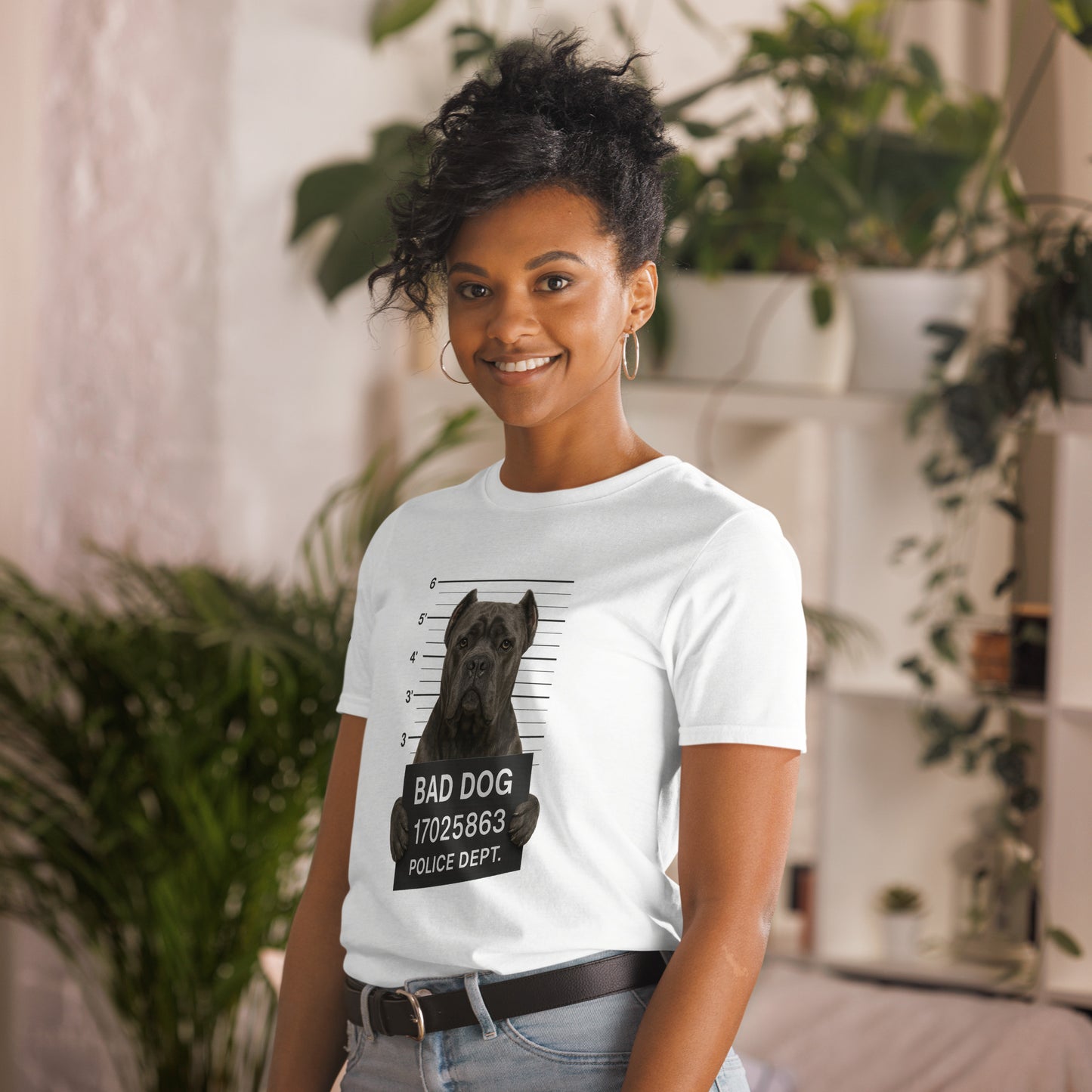 T-shirt Unisexe adulte à Manches Courtes blanc Bad Dog Cane Corso