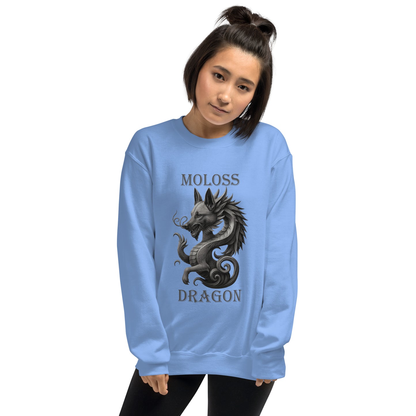 Sweat adulte Unisexe à Col Rond bleu Moloss Dragon Malinois