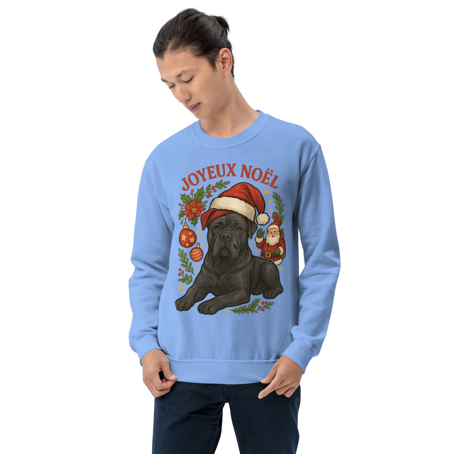 Sweat adulte Unisexe à Col Rond bleu Noel Cane Corso