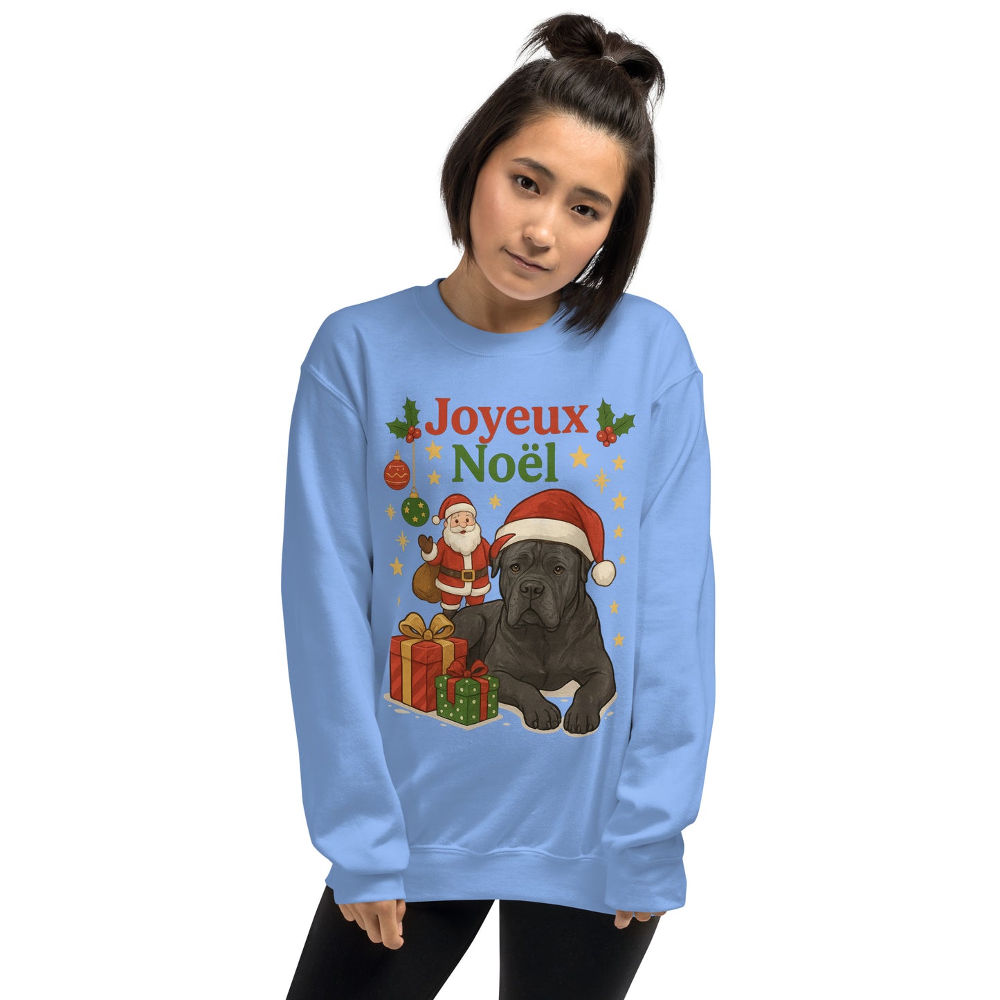 Sweat adulte Unisexe à Col Rond bleu Noel Cane Corso