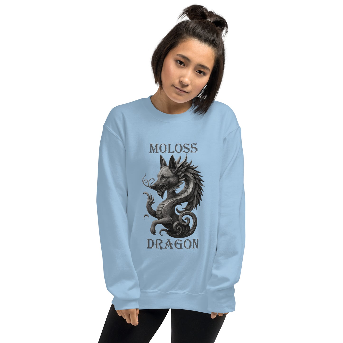 Sweat adulte Unisexe à Col Rond bleu Moloss Dragon Malinois