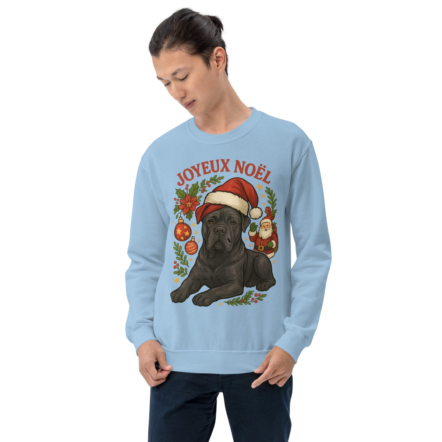Sweat adulte Unisexe à Col Rond bleu Noel Cane Corso