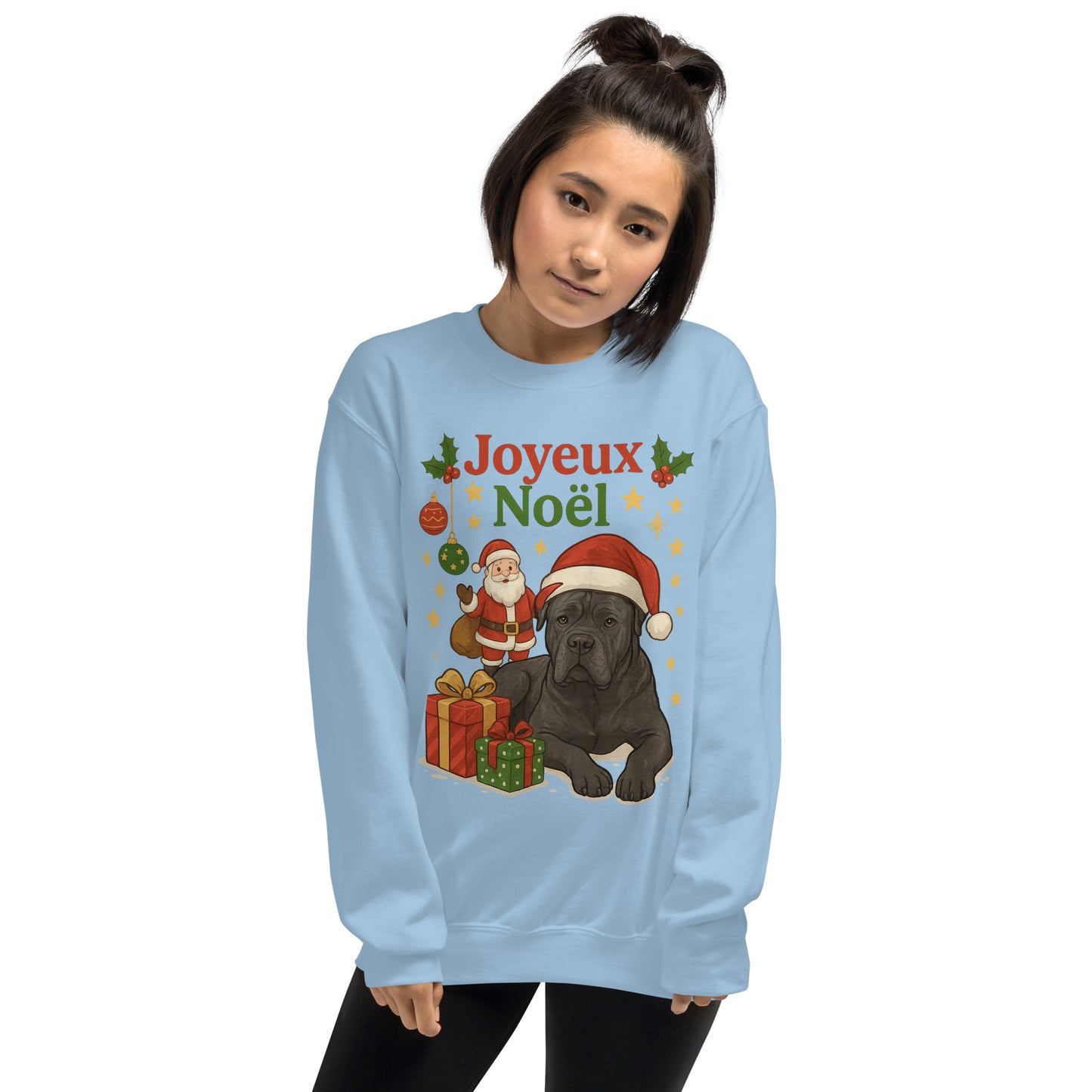 Sweat adulte Unisexe à Col Rond bleu Noel Cane Corso