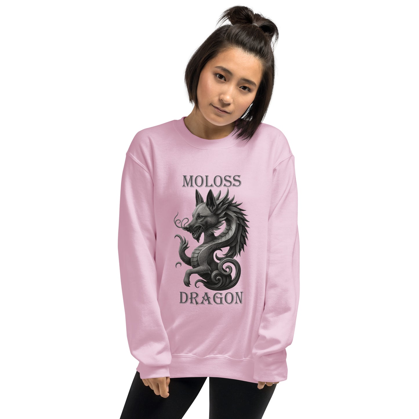 Sweat adulte Unisexe à Col Rond rose Moloss Dragon Malinois
