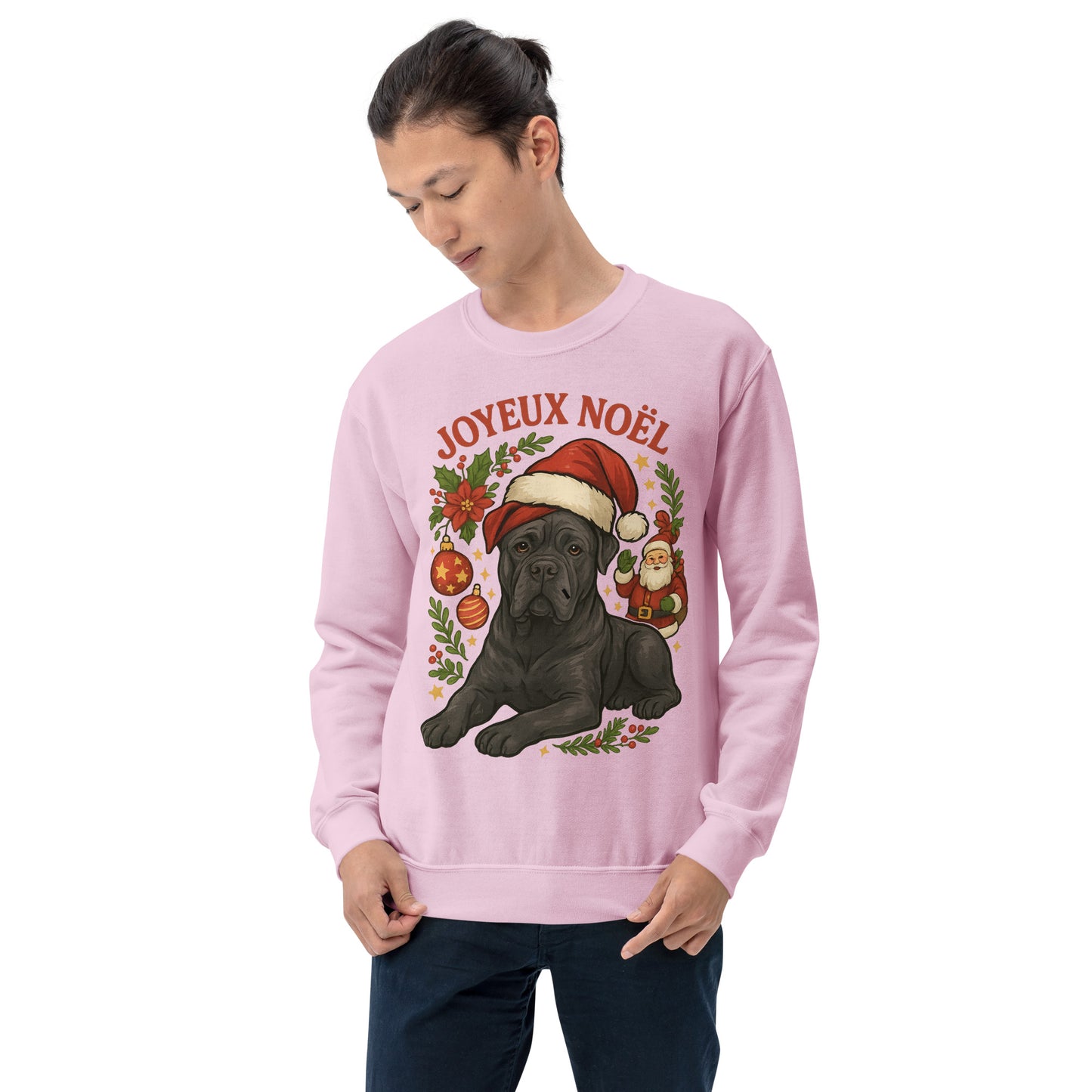 Sweat adulte Unisexe à Col Rond rose Noel Cane Corso