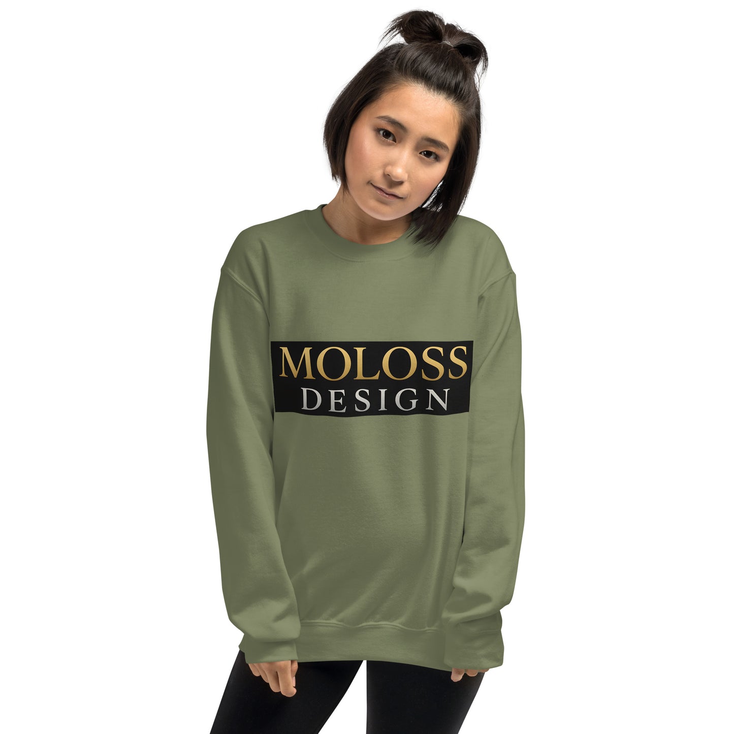 Sweat adulte Unisexe à Col Rond vert logo MolossDesign