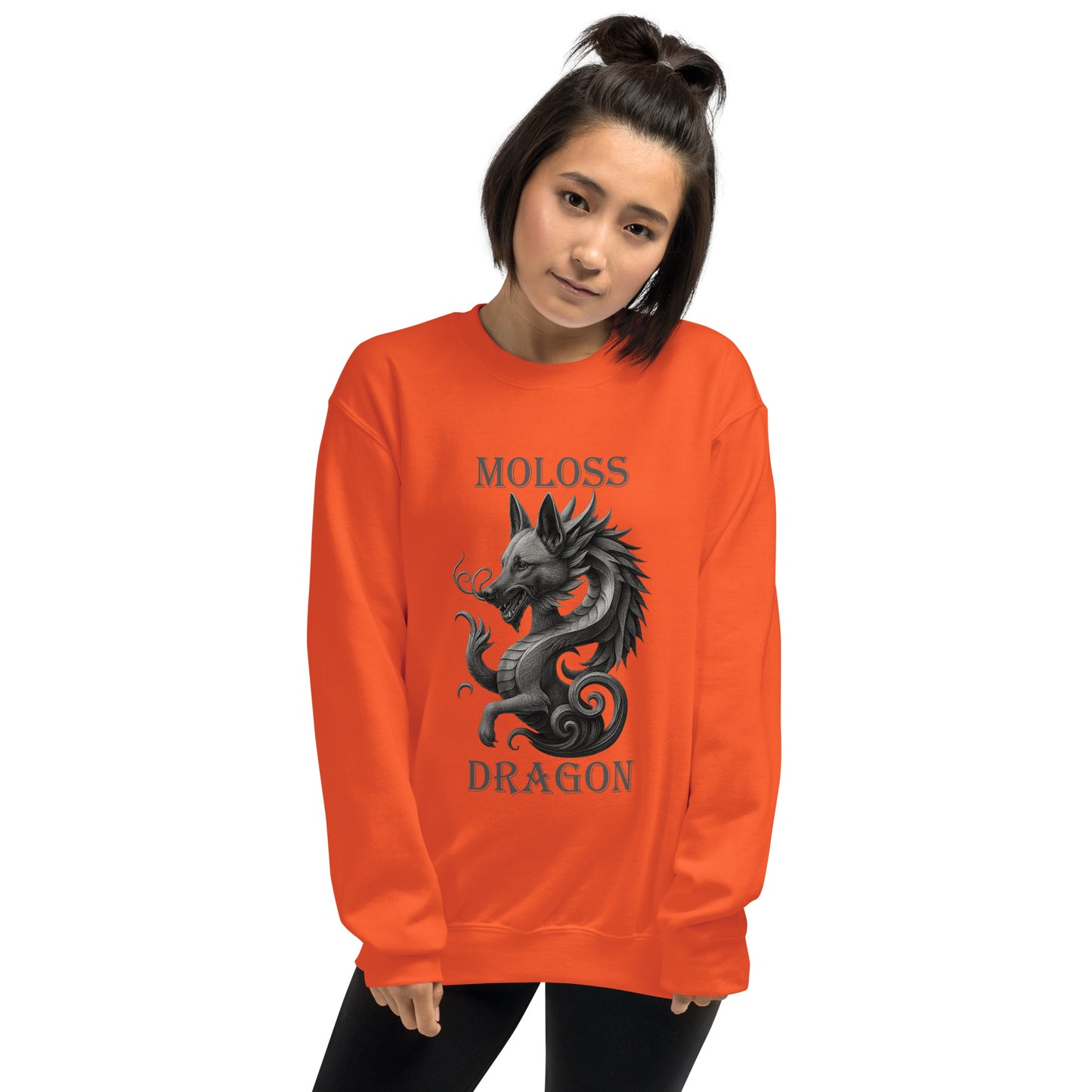 Sweat adulte Unisexe à Col Rond orange Moloss Dragon Malinois