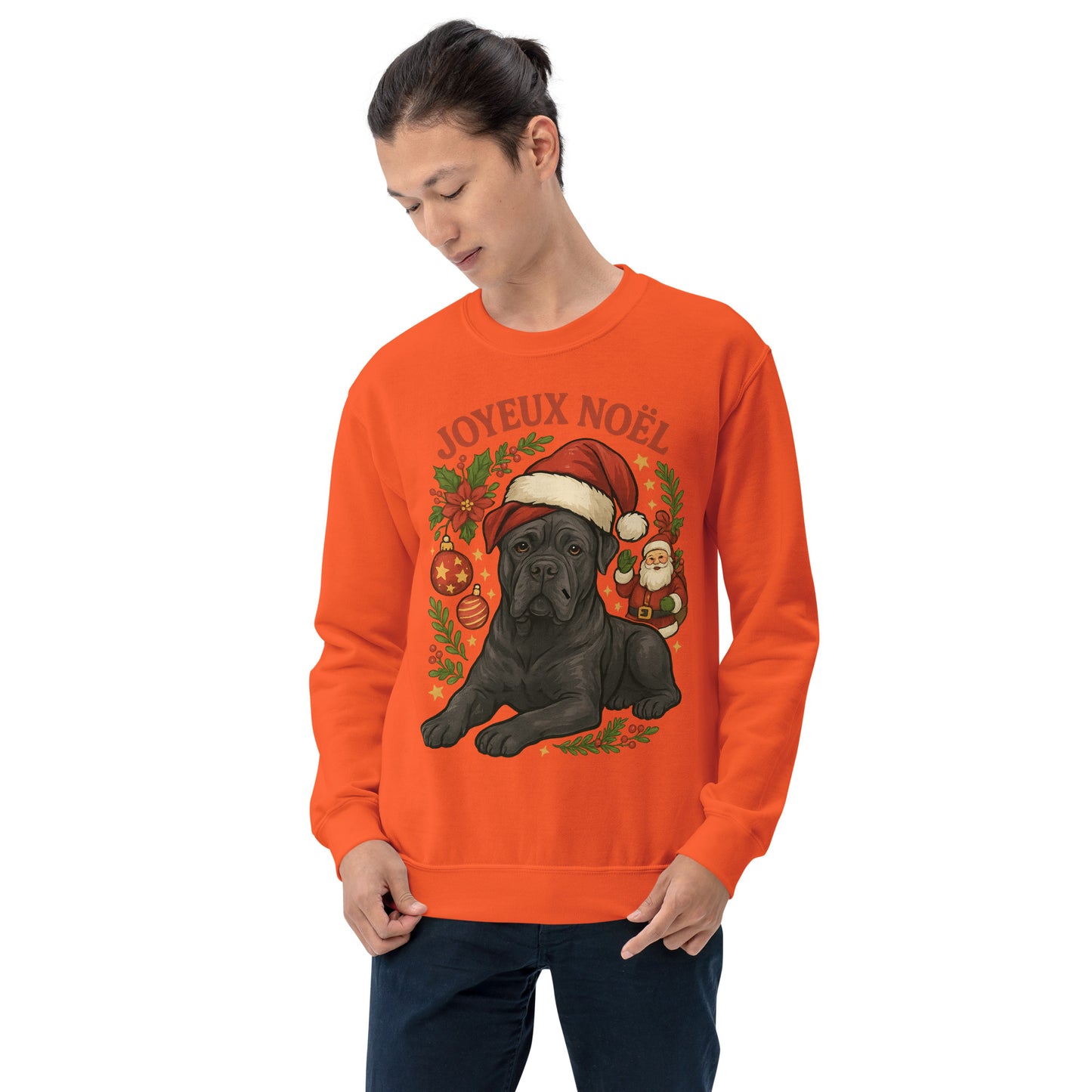 Sweat adulte Unisexe à Col Rond orange Noel Cane Corso